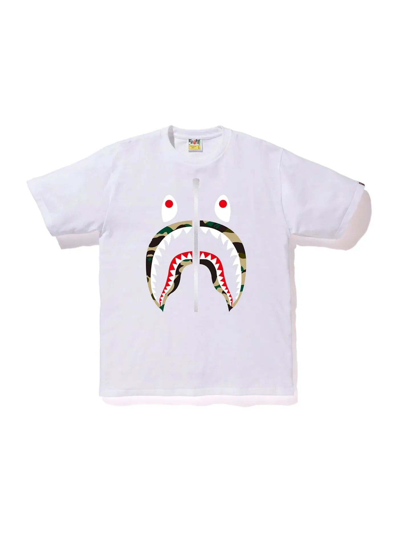Мужская футболка с принтом BAPE 1st Camo Shark Tee — изображение 1 из 1, белый/желтый