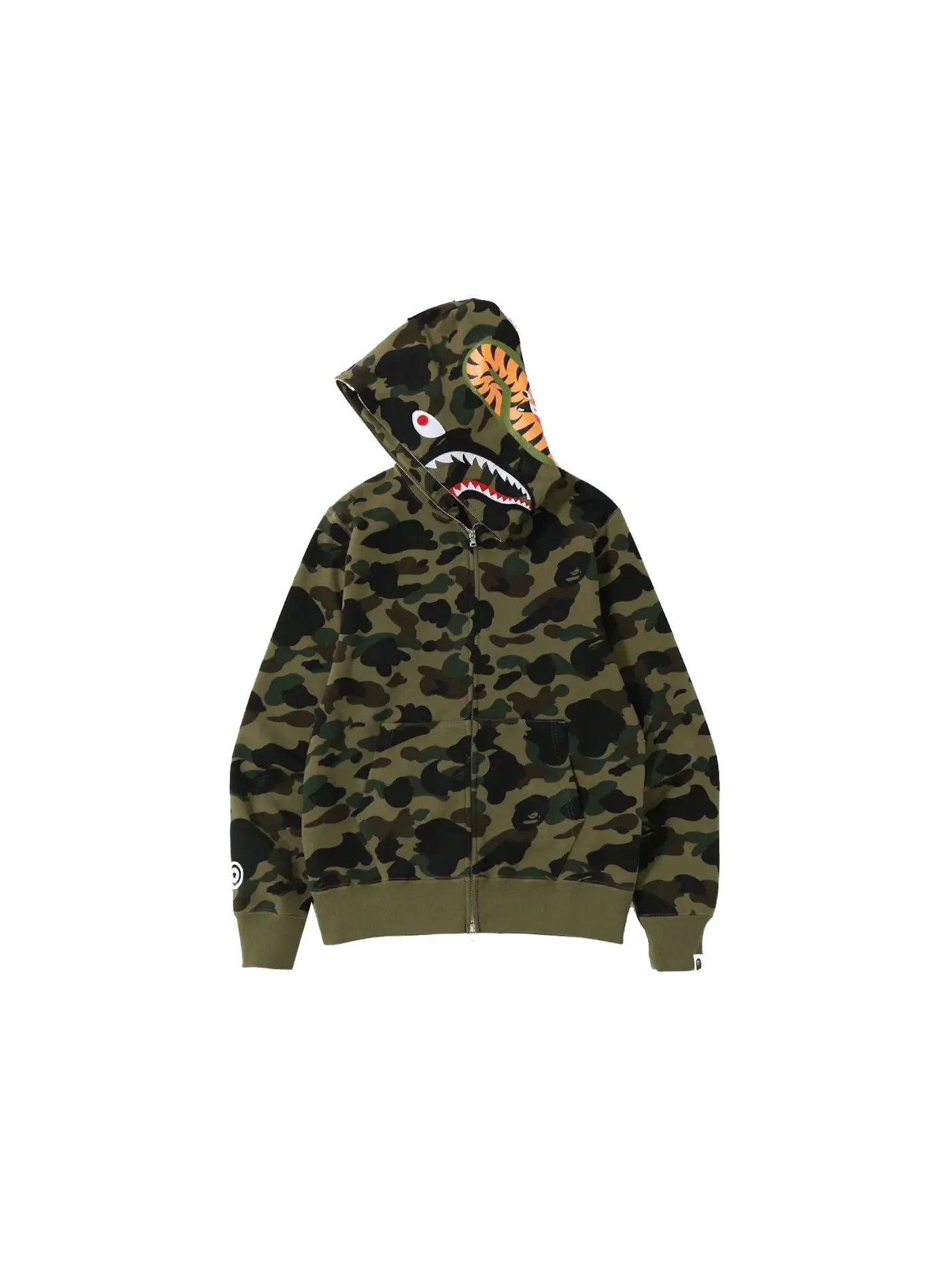 Мужская худи с принтом BAPE 1st Camo Shark WGM Full Zip Hoodie BAPE — изображение 2 из 2, зеленый