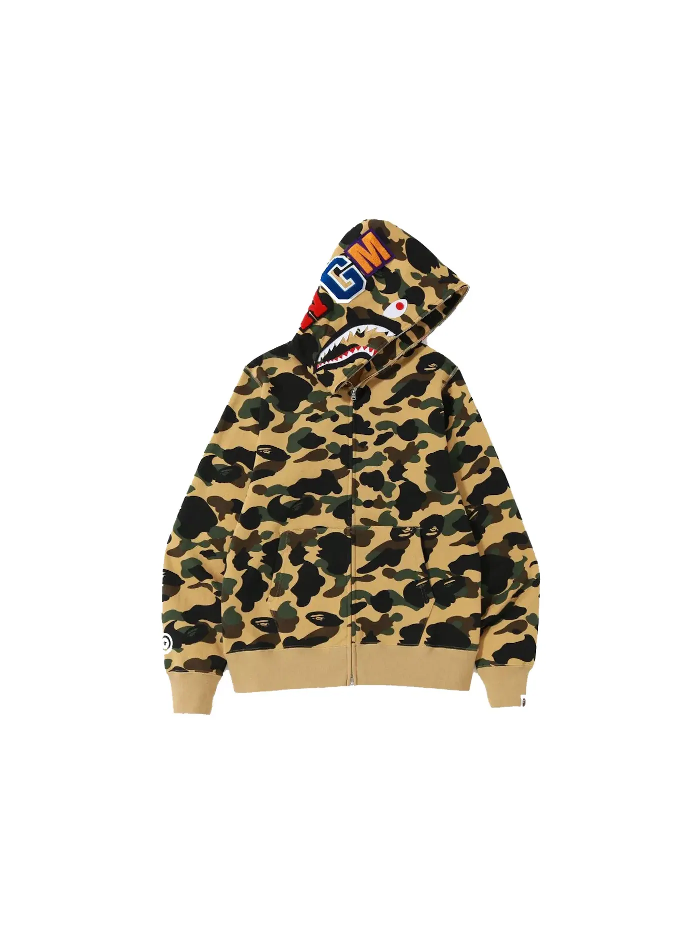 Мужская худи с камуфляжным принтом BAPE 1st Camo Shark WGM Full Zip BAPE — изображение 1 из 2, желтый
