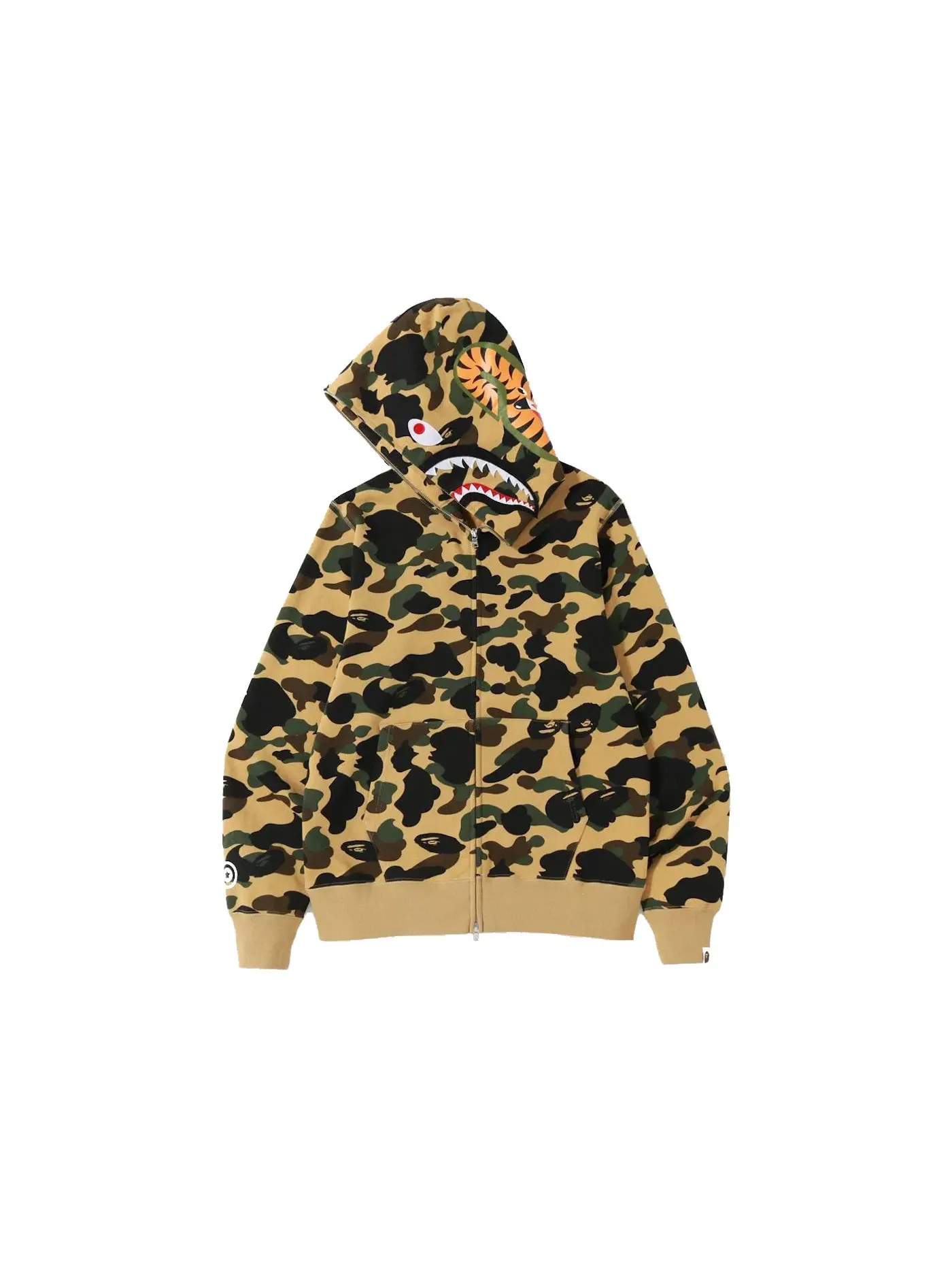 Мужская худи с камуфляжным принтом BAPE 1st Camo Shark WGM Full Zip BAPE — изображение 2 из 2, желтый