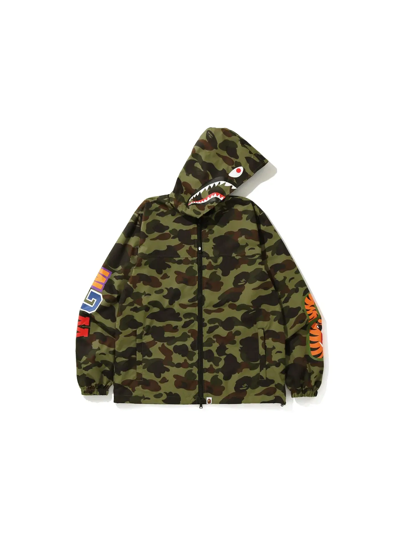 Мужская куртка с камуфляжным принтом BAPE 1st Camo Shark WGM Hoodie Jacket — изображение 1 из 2, зеленый