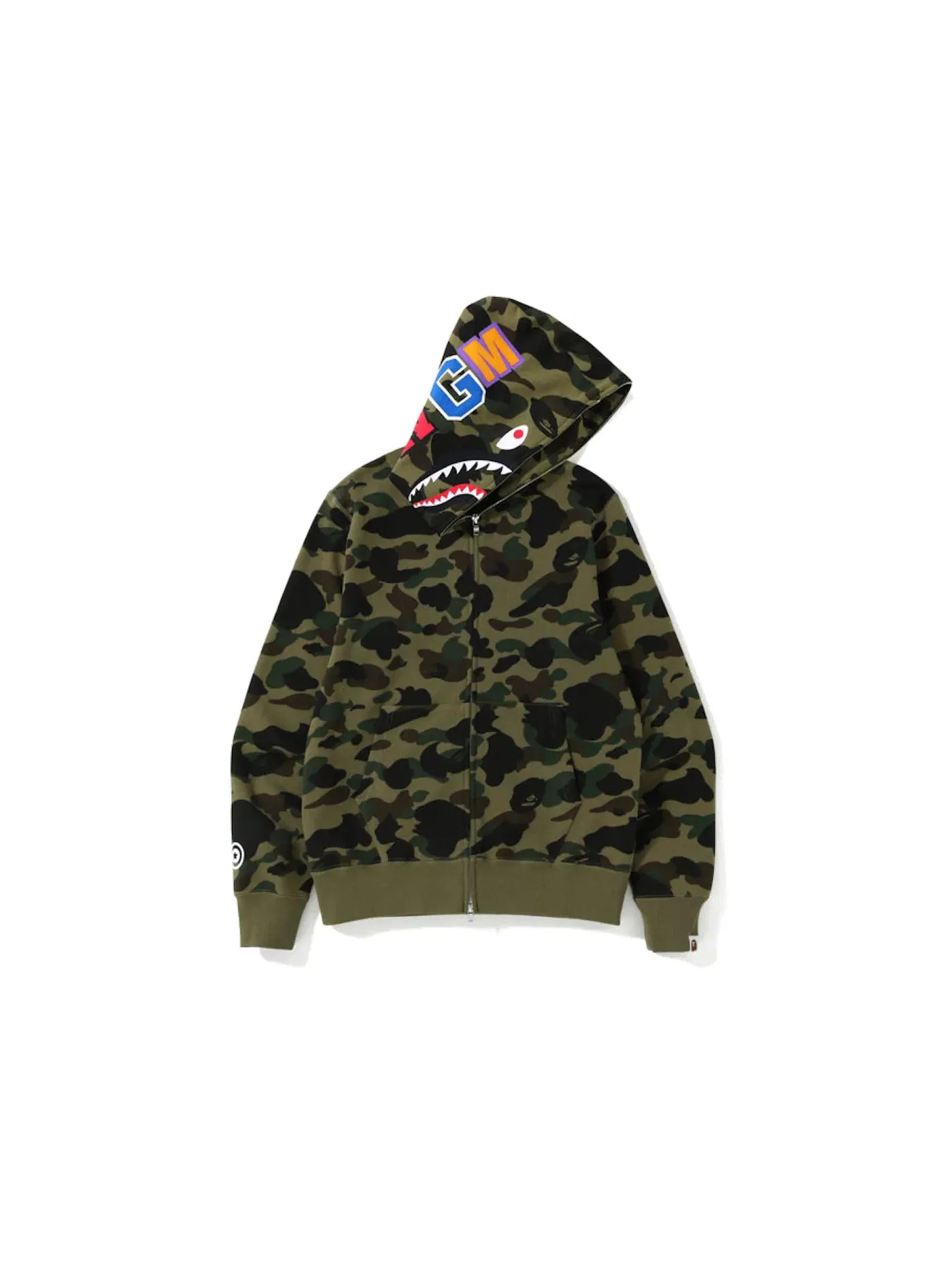 Мужская худи с камуфляжным принтом BAPE 1st Camo Shark Zip Hoodie — изображение 1 из 2, зеленый