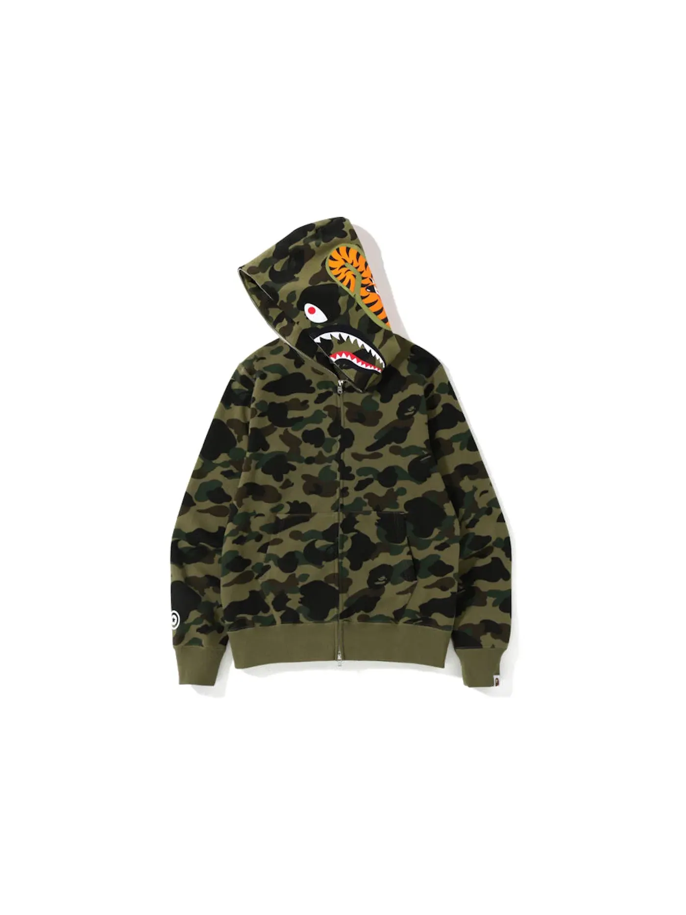 Мужская худи с камуфляжным принтом BAPE 1st Camo Shark Zip Hoodie — изображение 2 из 2, зеленый