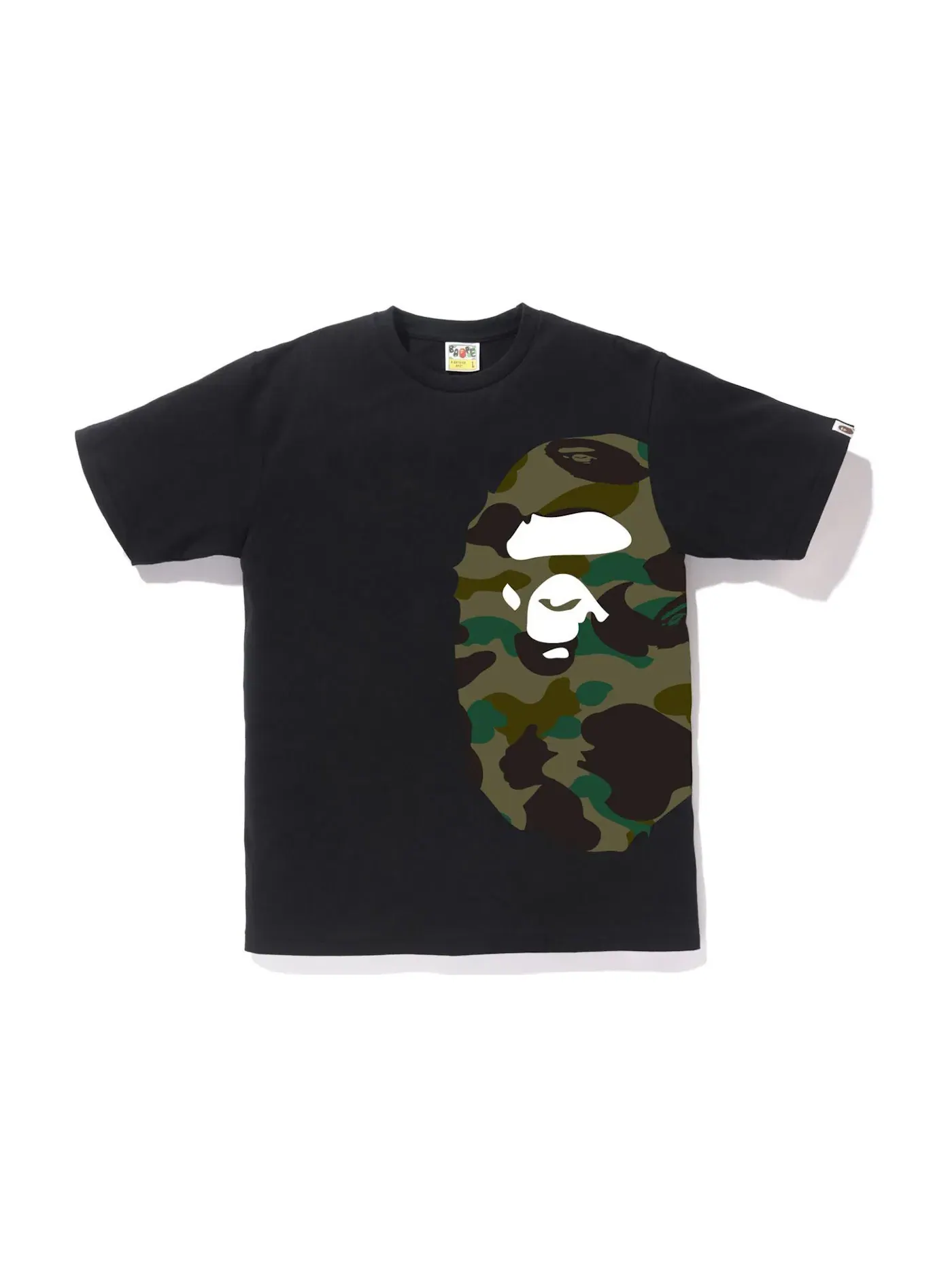 Мужская футболка с принтом BAPE 1st Camo Side Big Ape Head Tee BAPE — изображение 1 из 2, черный/зеленый