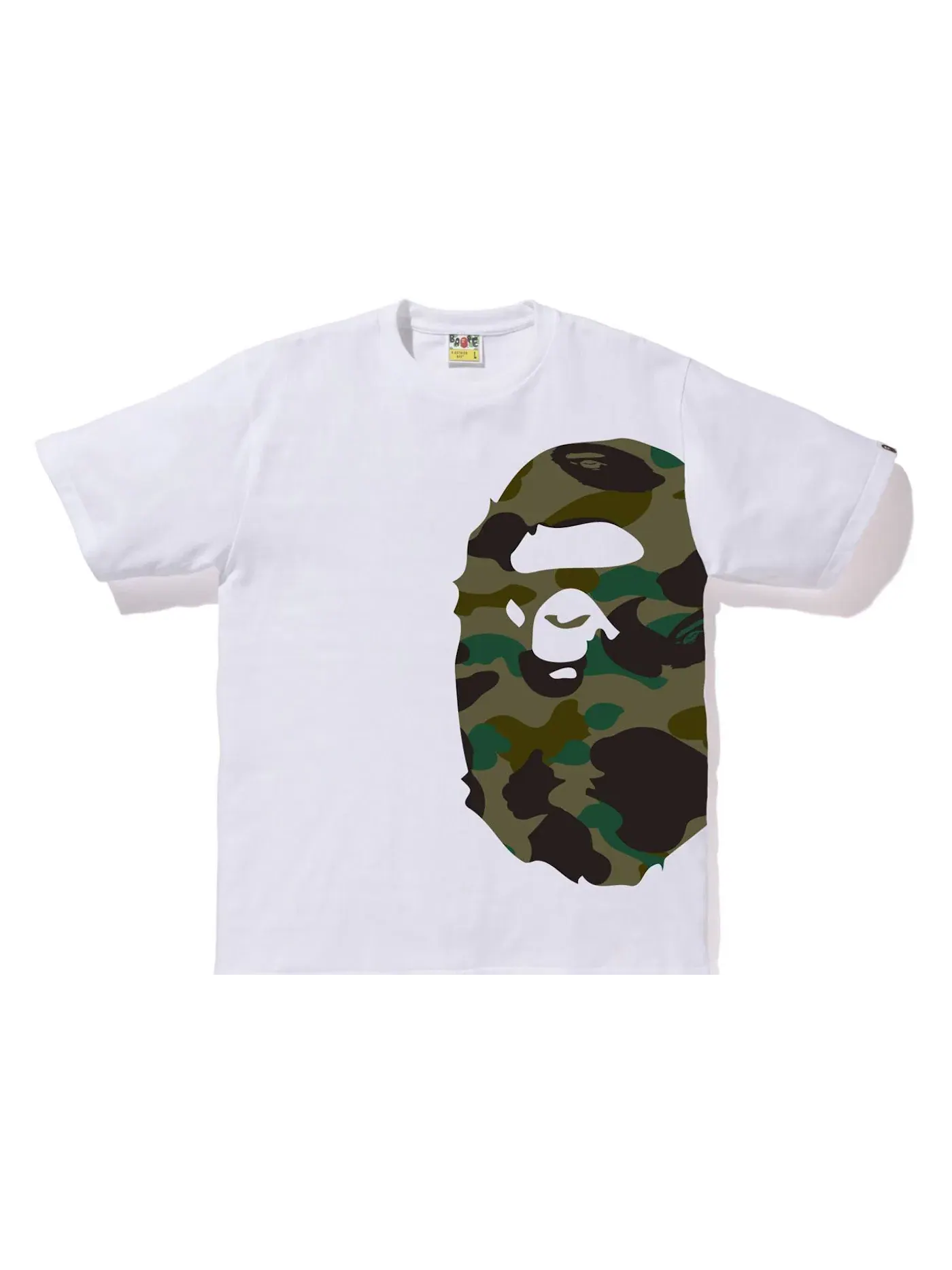 Мужская футболка с принтом BAPE 1st Camo Side Big Ape Head Tee BAPE — изображение 1 из 2, белый/зеленый