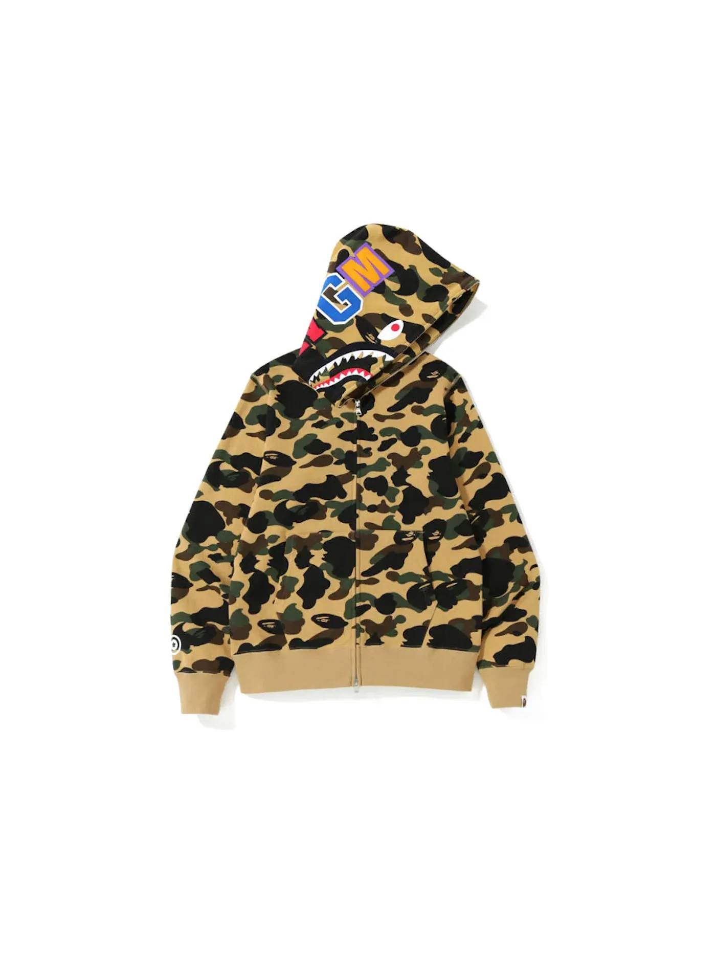 Мужская худи с камуфляжным принтом BAPE 1st Camo Shark Zip Hoodie — изображение 1 из 2, желтый