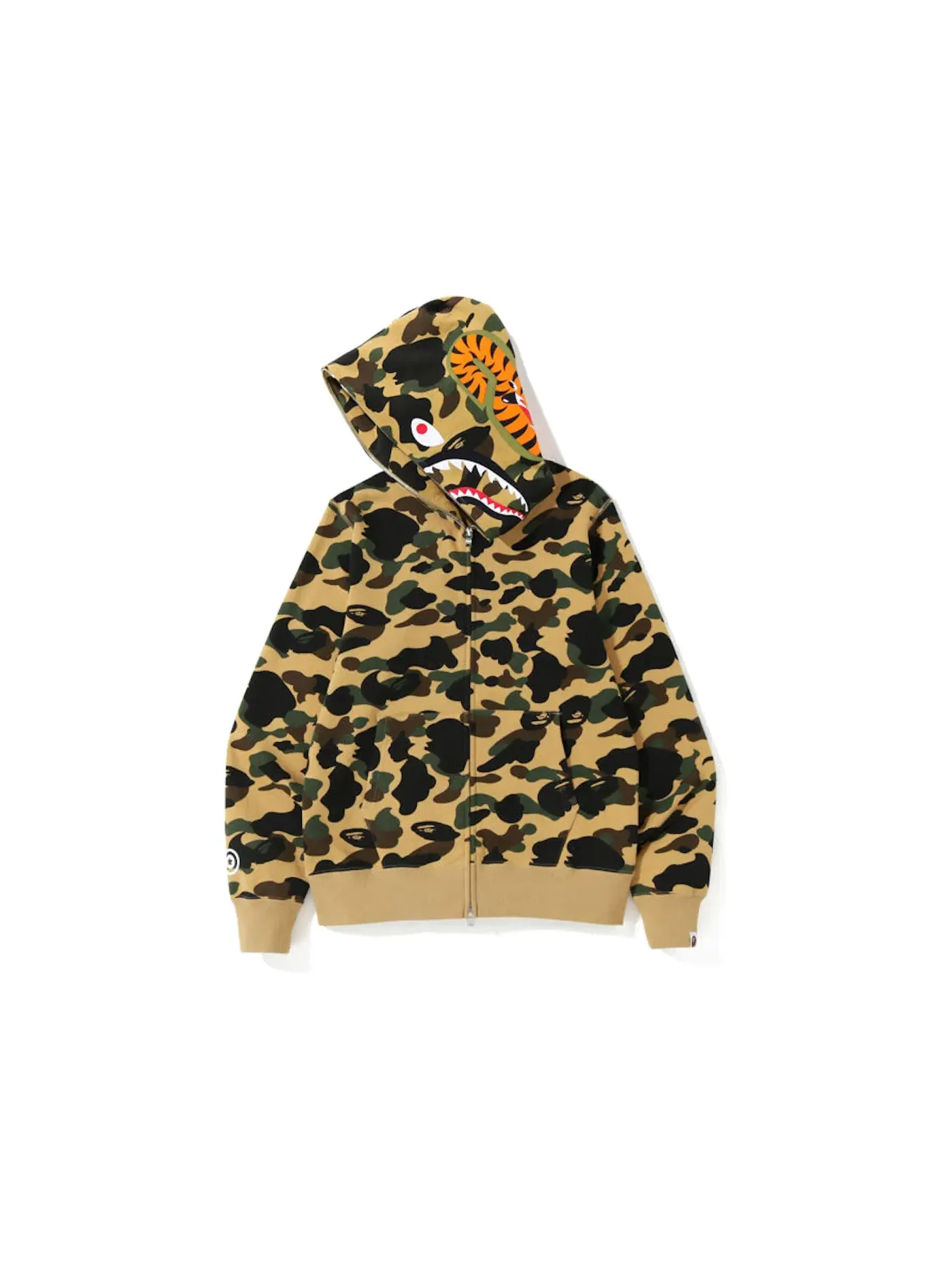 Мужская худи с камуфляжным принтом BAPE 1st Camo Shark Zip Hoodie — изображение 2 из 2, желтый