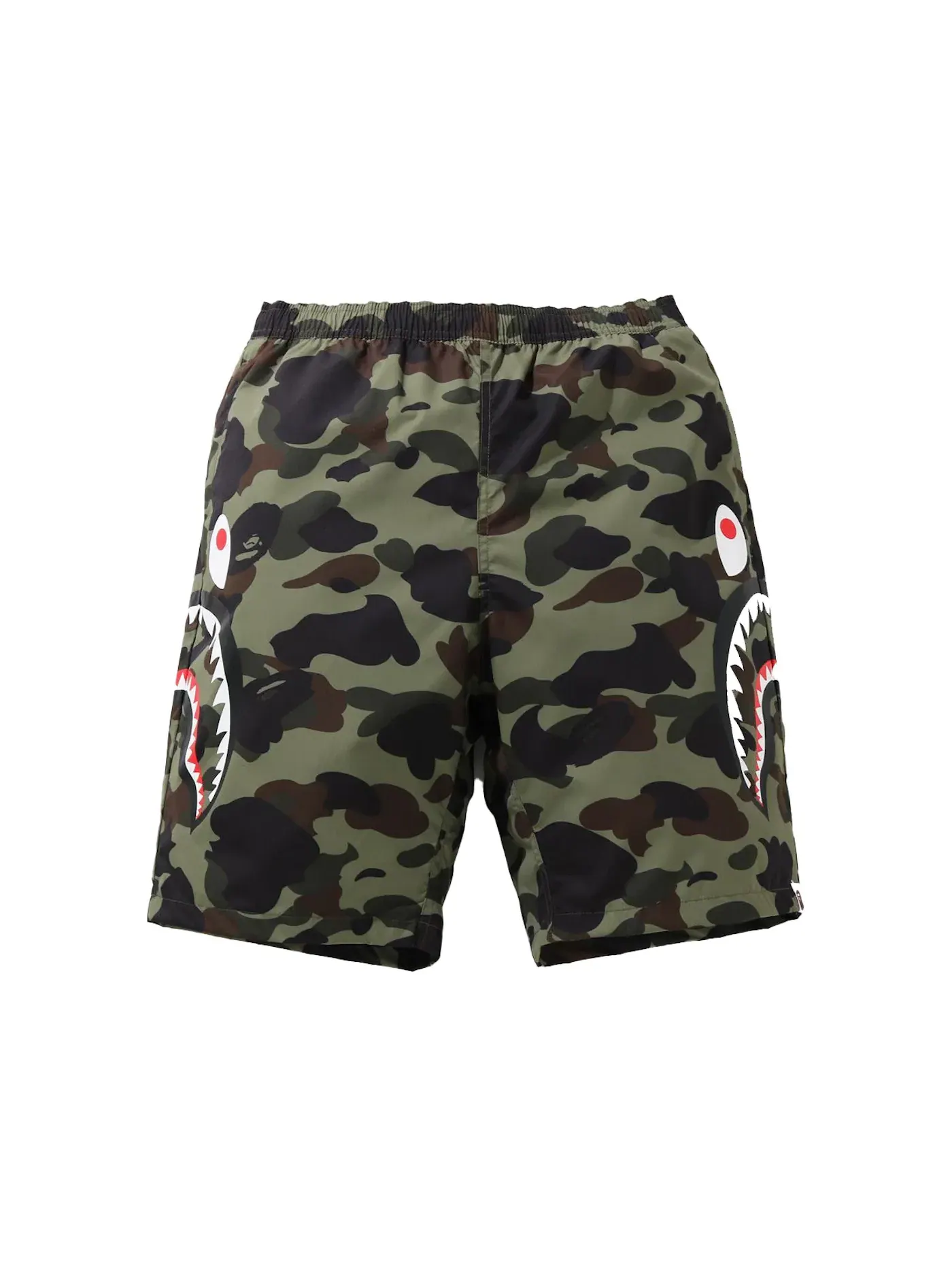 Мужские шорты с принтом BAPE 1st Camo Side Shark Beach Shorts BAPE — изображение 1 из 2, зеленый