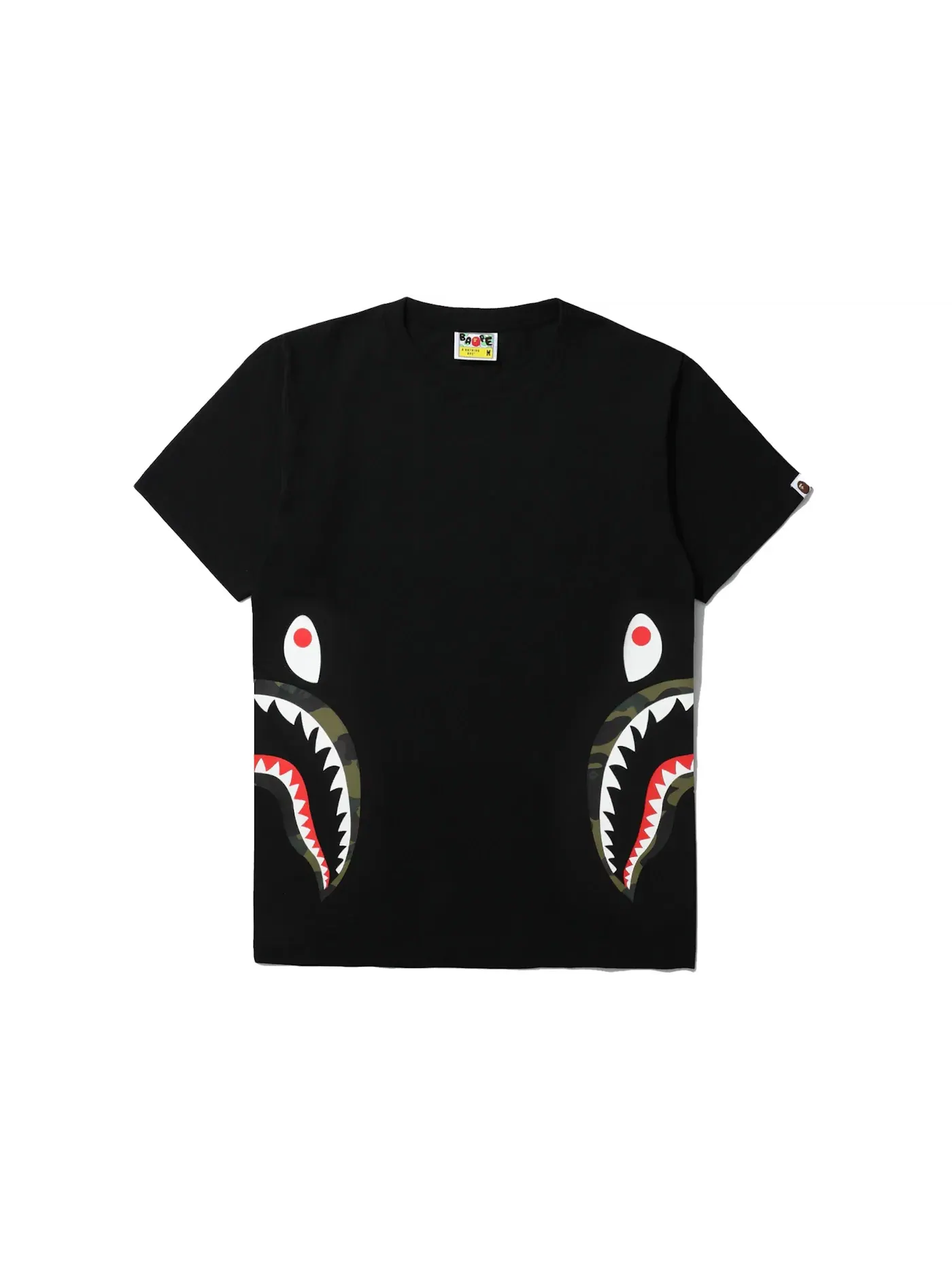Мужская футболка с принтом BAPE 1st Camo Side Shark Tee — изображение 1 из 1, черный/зеленый