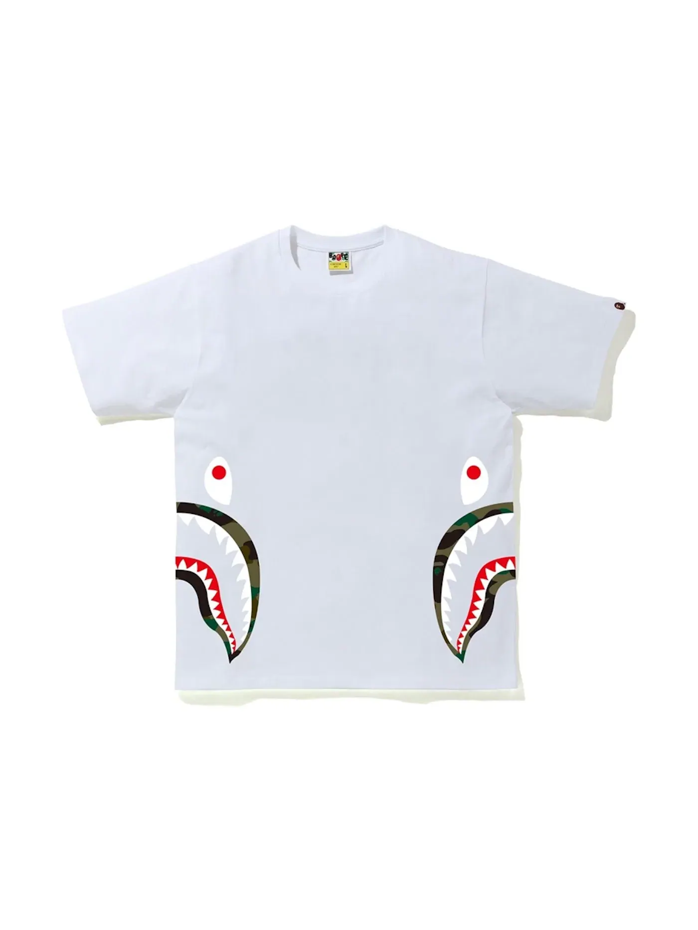Мужская футболка с принтом BAPE 1st Camo Side Shark Tee — изображение 1 из 2, белый/зеленый