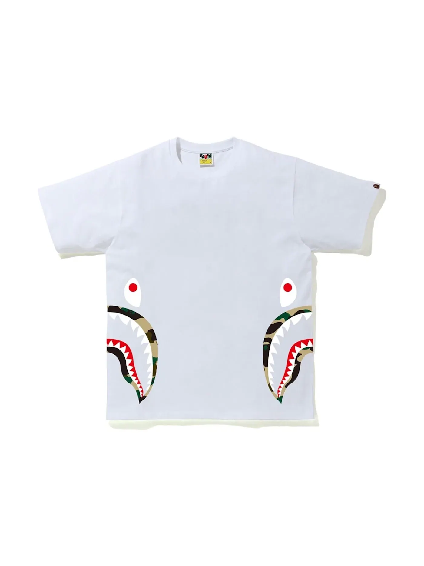 Мужская футболка с принтом BAPE 1st Camo Side Shark Tee — изображение 1 из 2, белый/желтый