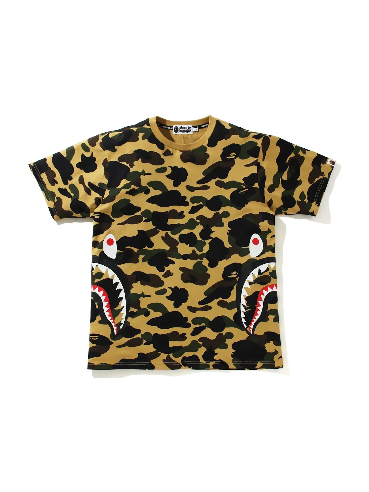 Мужская футболка с камуфляжным принтом BAPE 1st Camo Side Shark Tee — изображение 1 из 2, желтый