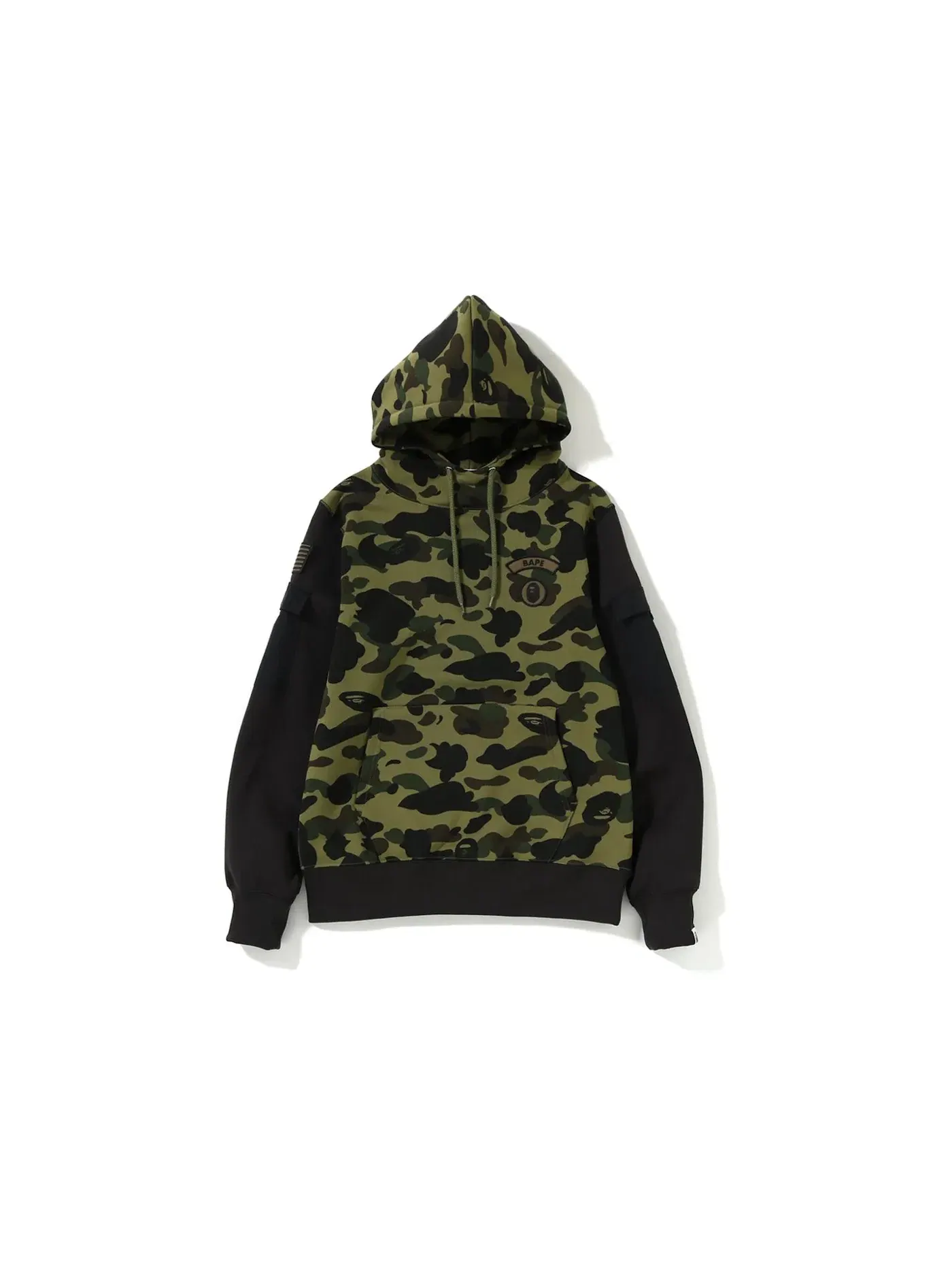 Мужской пуловер-худи с принтом BAPE 1st Camo Sleeve Pocket Pullover — изображение 1 из 3, зеленый