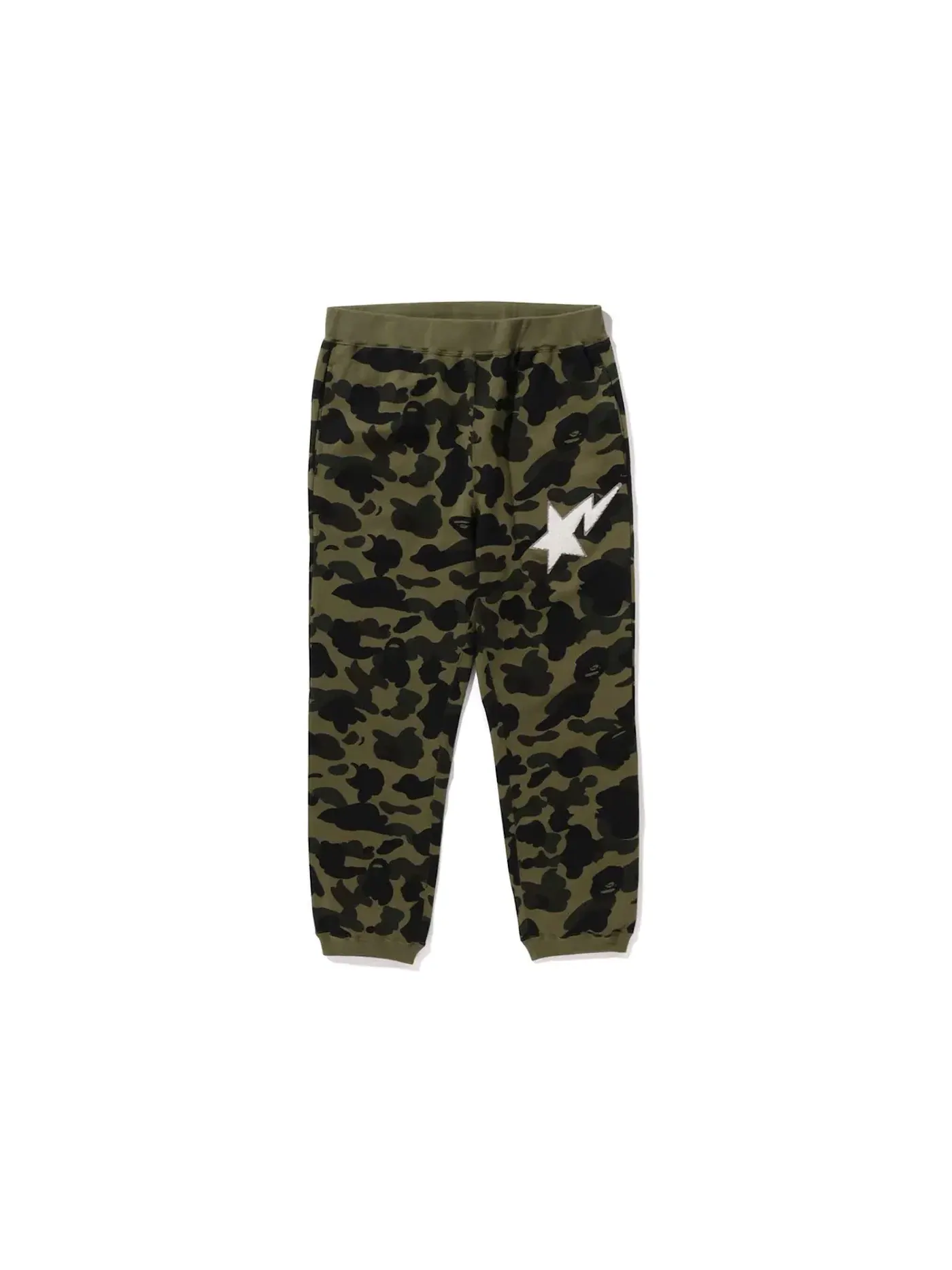Мужские спортивные штаны с камуфляжным принтом BAPE — изображение 1 из 2, зеленый