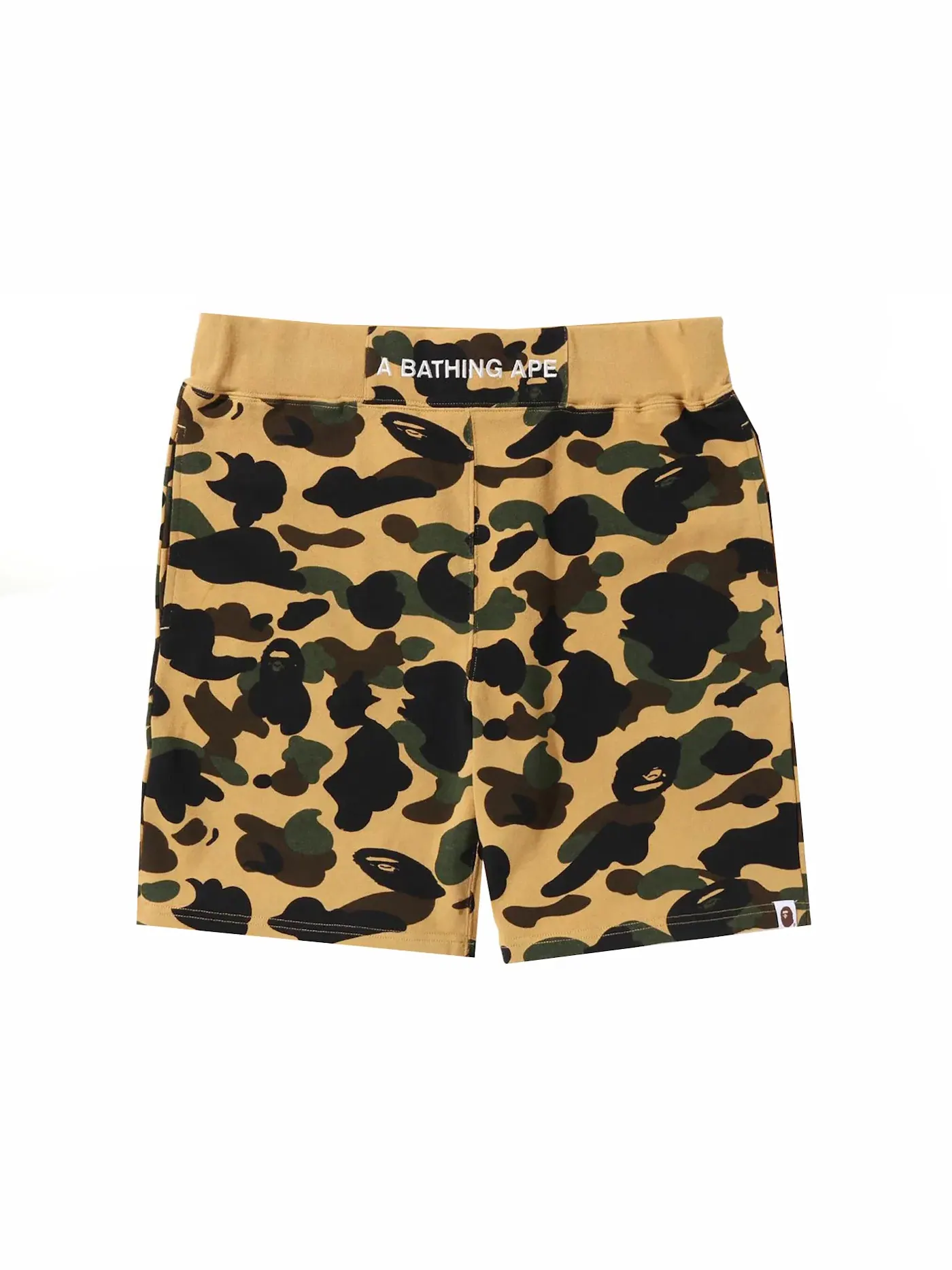 Мужские шорты с камуфляжным принтом BAPE 1st Camo Sweat Shorts (SS23) — изображение 1 из 2, желтый