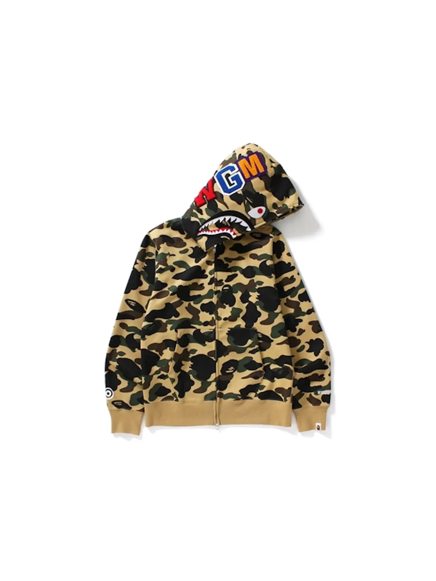 Мужская куртка-худи с принтом BAPE 1st Camo Windstopper Shark Full Zip — изображение 1 из 1, желтый
