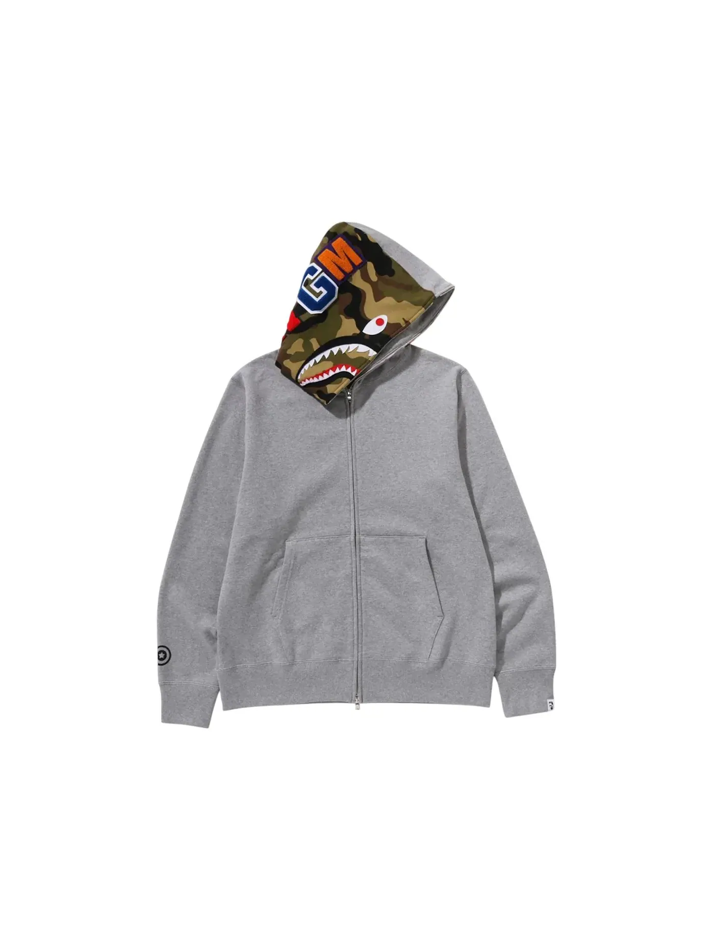 Мужская худи с принтом BAPE 1st Shark Full Zip Hoodie BAPE — изображение 2 из 2, серый