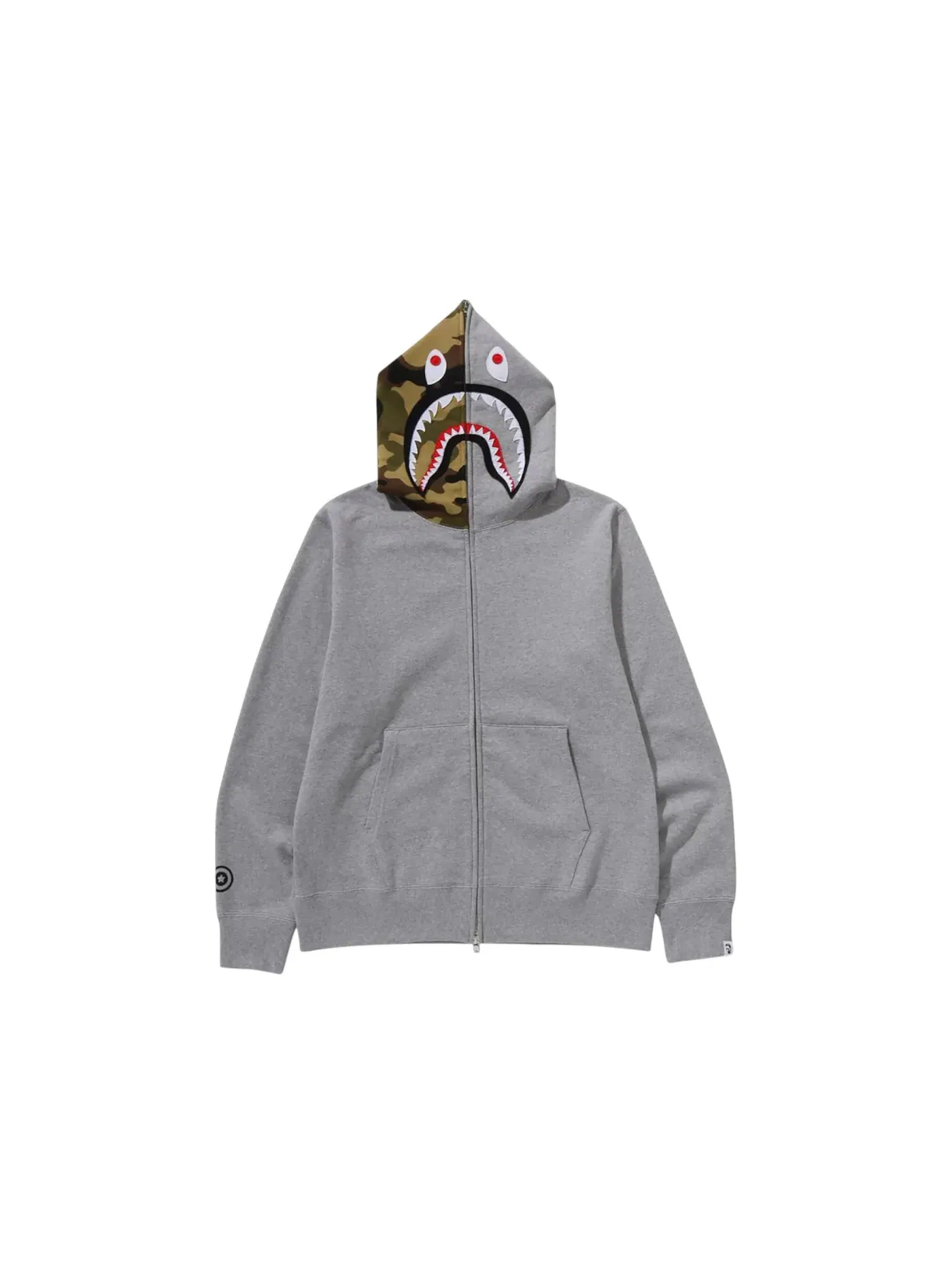 Мужская худи с принтом BAPE 1st Shark Full Zip BAPE — изображение 1 из 3, серый