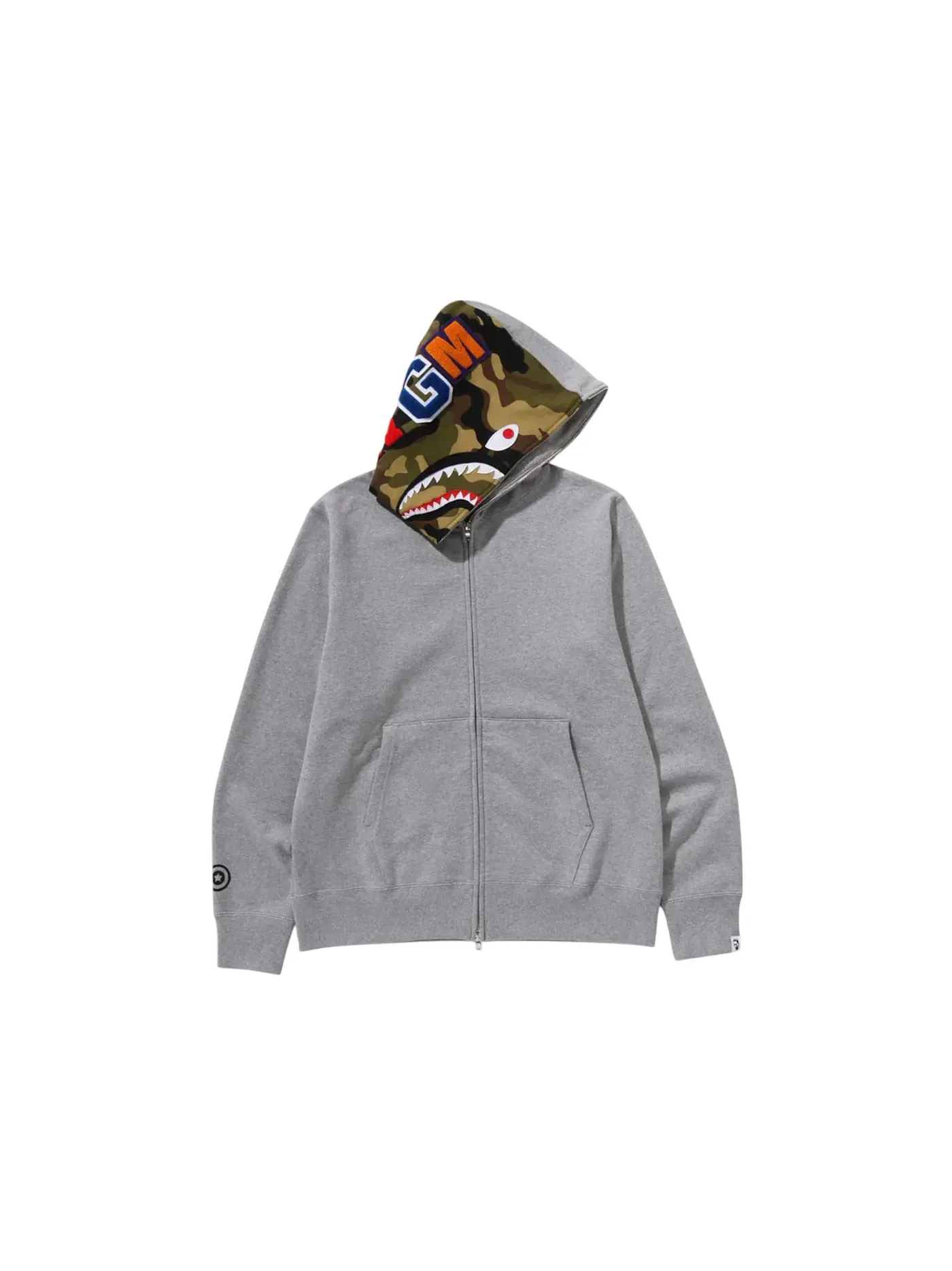 Мужская худи с принтом BAPE 1st Shark Full Zip BAPE — изображение 2 из 3, серый