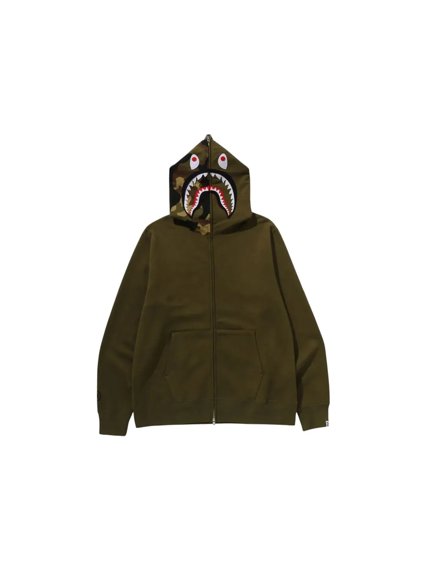 Мужская худи с принтом Shark BAPE, Olivedrab — изображение 1 из 3