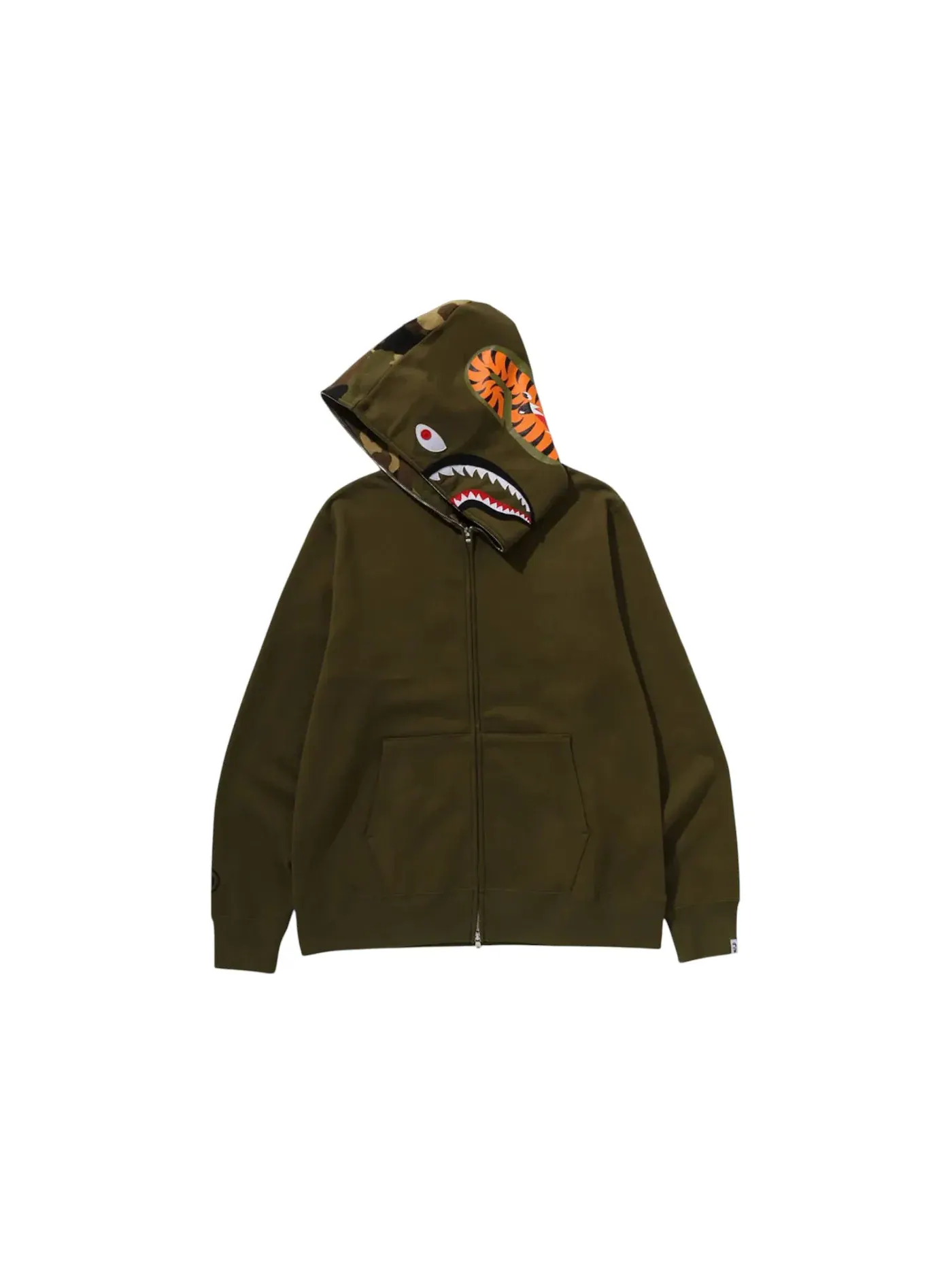 Мужская худи с принтом Shark BAPE, Olivedrab — изображение 3 из 3