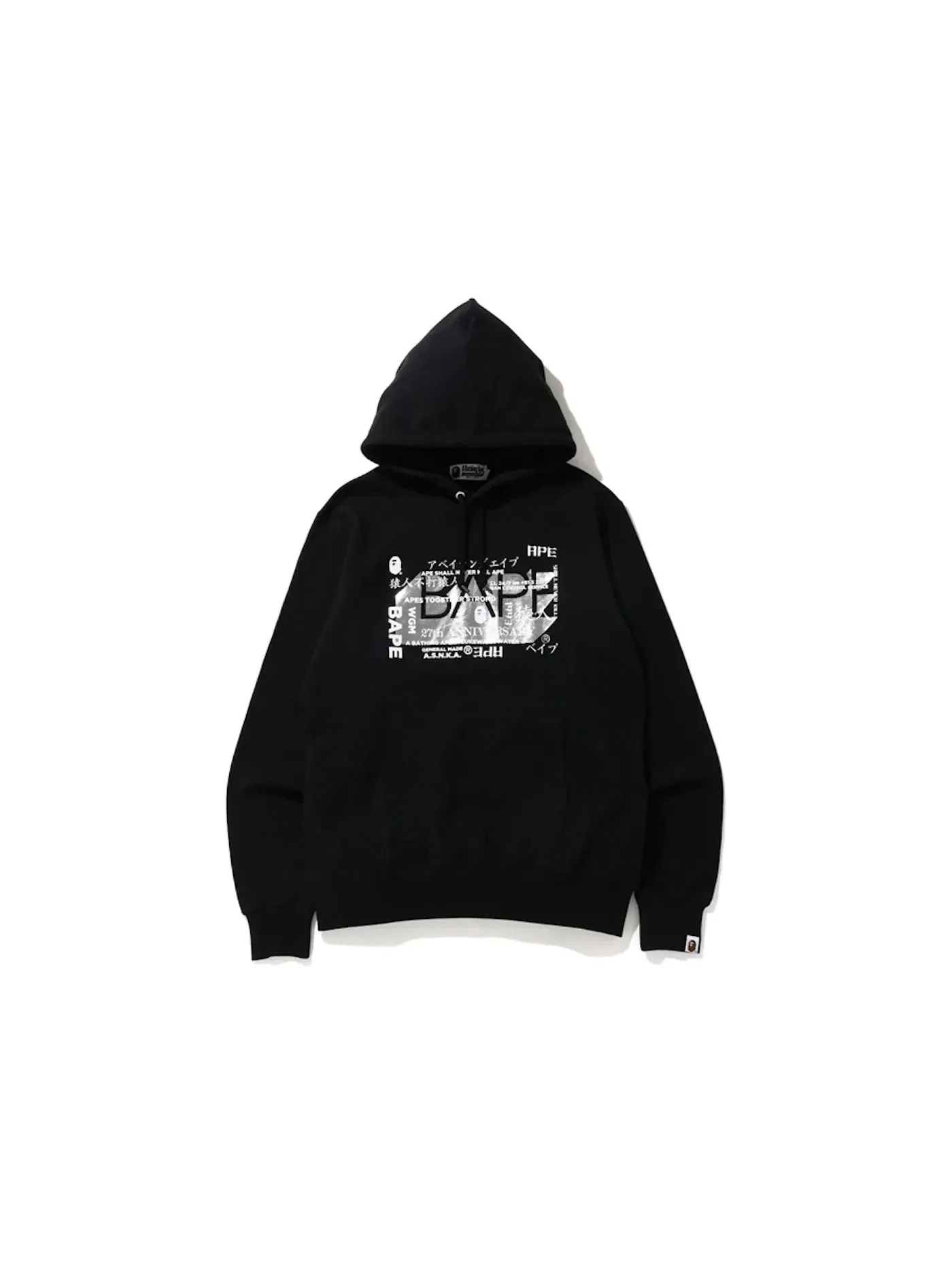 Мужской худи с принтом BAPE 27th Anniversary Foil Wide Pullover Hoodie BAPE — изображение 1 из 1, черный