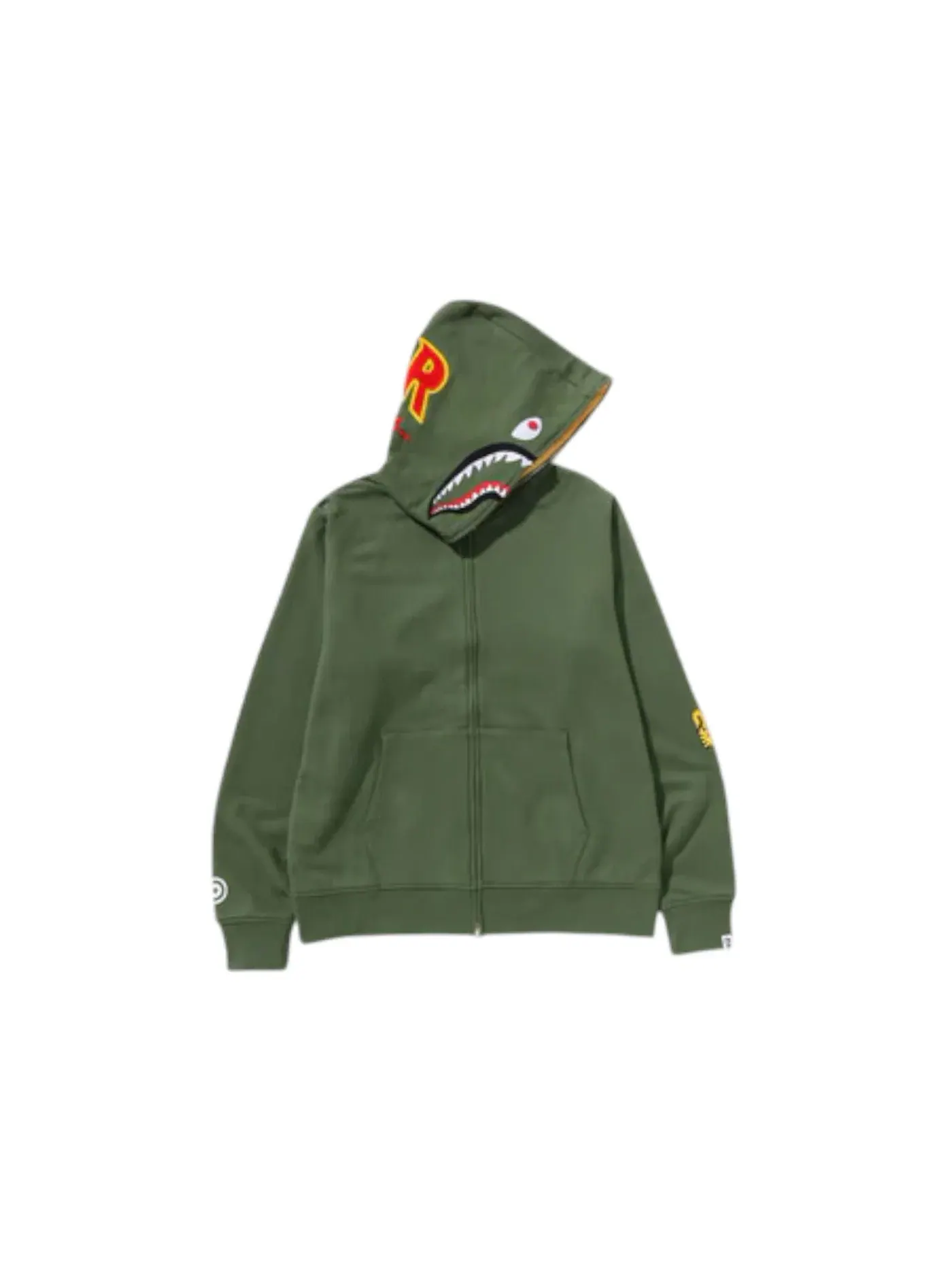 Мужская худи с полноразмерной молнией и принтом BAPE 2nd Shark Full Zip Hoodie (SS25) BAPE — изображение 1 из 2, зеленый