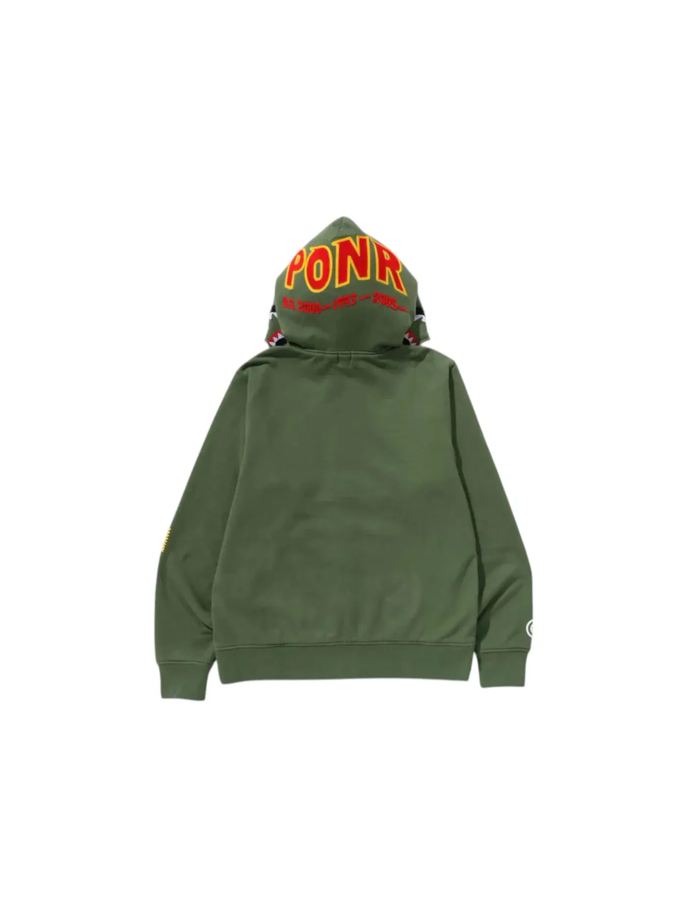 Мужская худи с полноразмерной молнией и принтом BAPE 2nd Shark Full Zip Hoodie (SS25) BAPE — изображение 2 из 2, зеленый