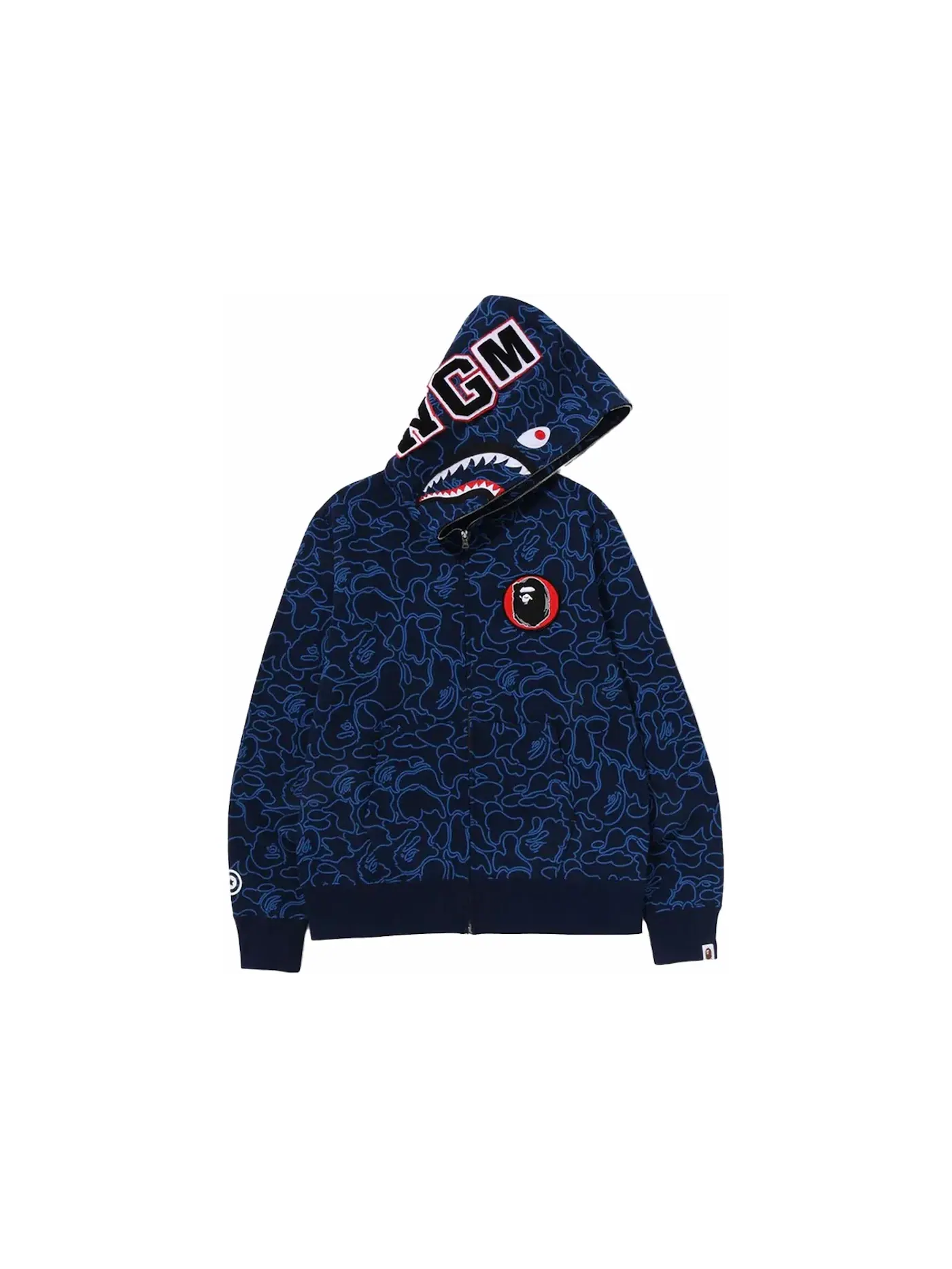 Мужская худи с принтом BAPE 30th Anniversary Line Camo Shark Full Zip Hoodie BAPE — изображение 1 из 3, темно-синий