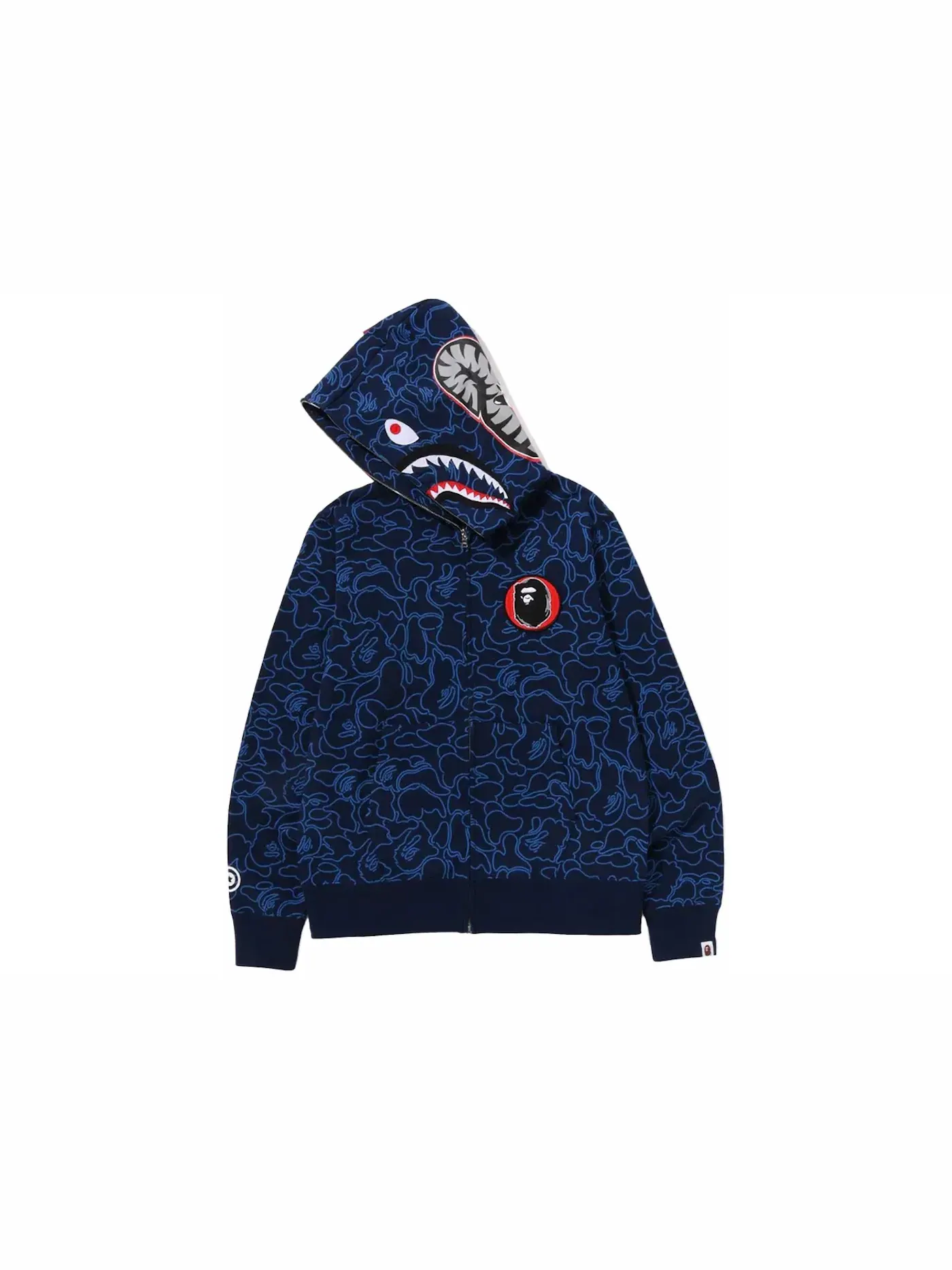 Мужская худи с принтом BAPE 30th Anniversary Line Camo Shark Full Zip Hoodie BAPE — изображение 2 из 3, темно-синий