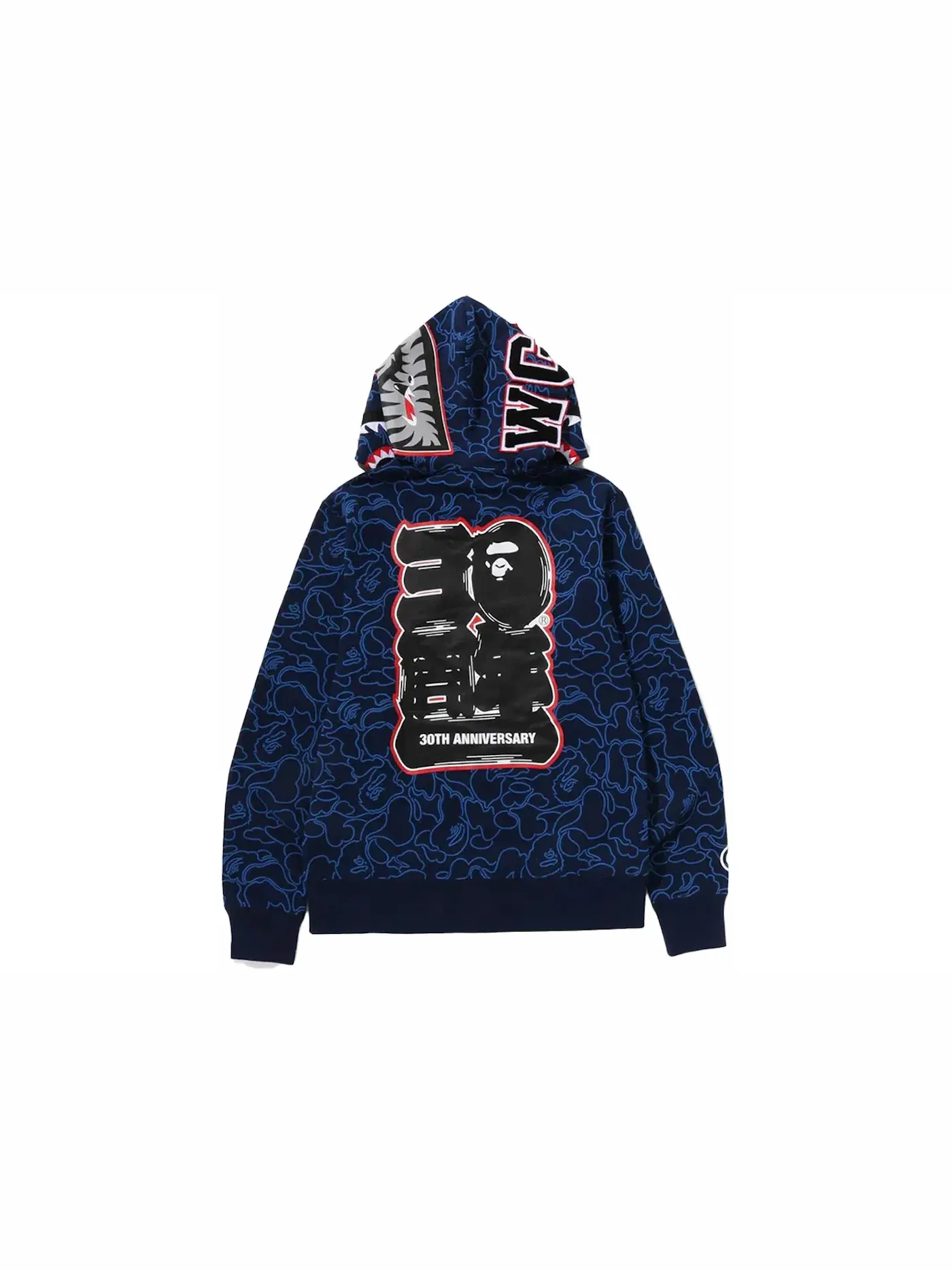 Мужская худи с принтом BAPE 30th Anniversary Line Camo Shark Full Zip Hoodie BAPE — изображение 3 из 3, темно-синий