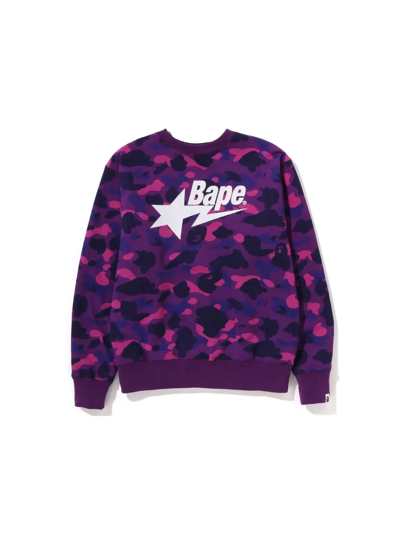Мужской свитшот свободного кроя с длинным рукавом Crewneck BAPE — изображение 3 из 4, черный фиолетовый