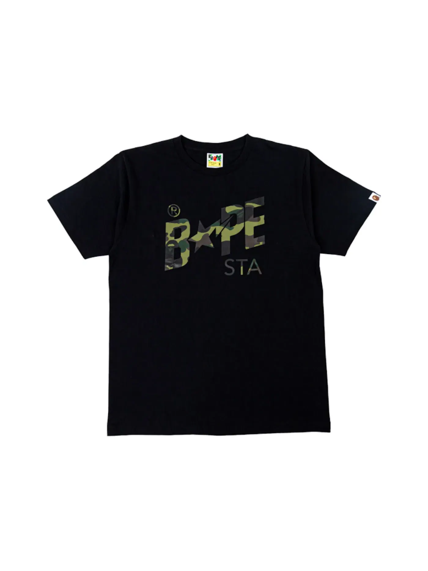 Мужская футболка с камуфляжным принтом BAPE 1st Camo BAPE STA Logo Tee — изображение 1 из 2, черный/зеленый