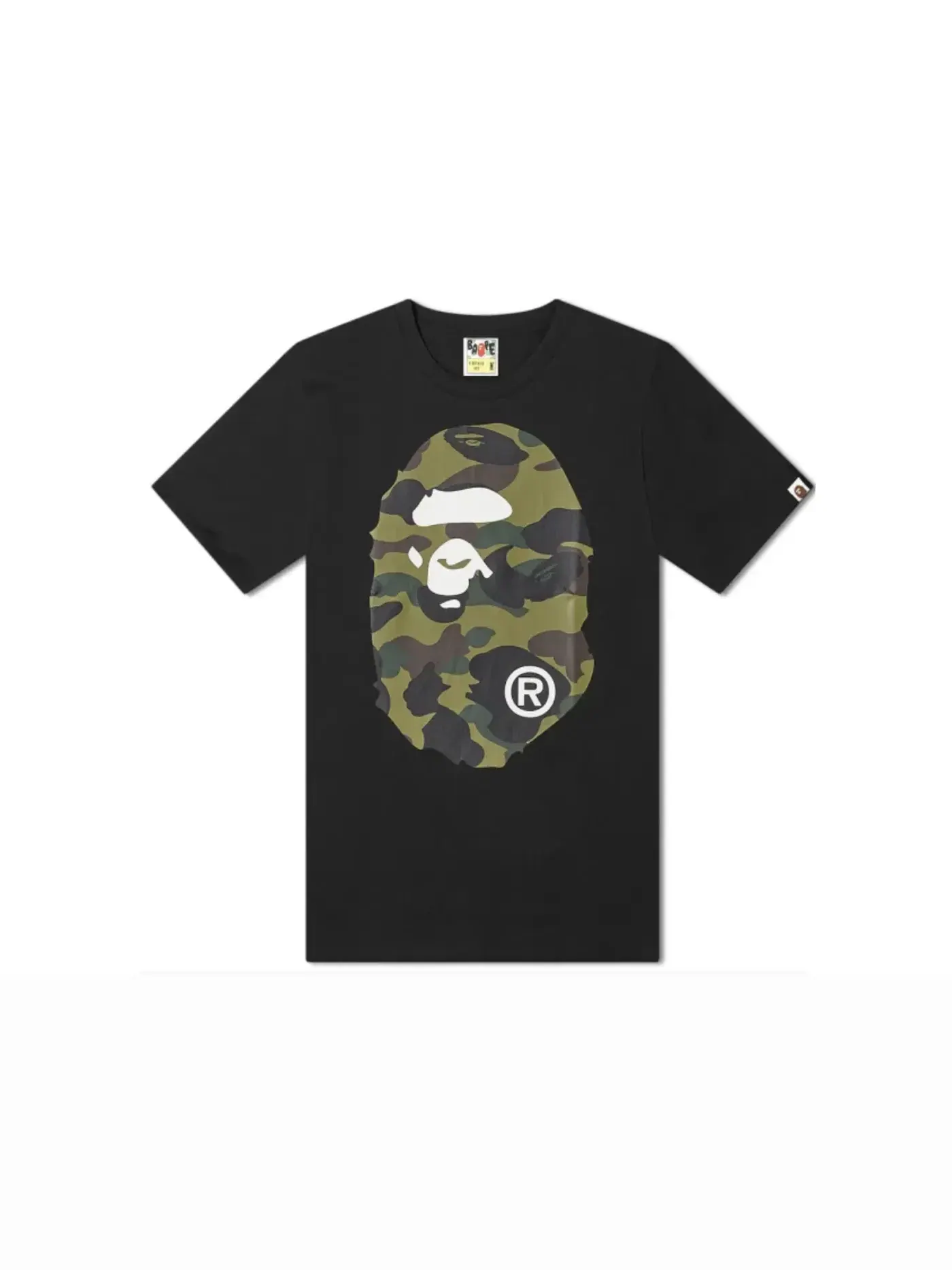 Мужская футболка с принтом A Bathing Ape 1st Camo Big Ape Head RLX Tee BAPE — изображение 1 из 1, черный/зеленый