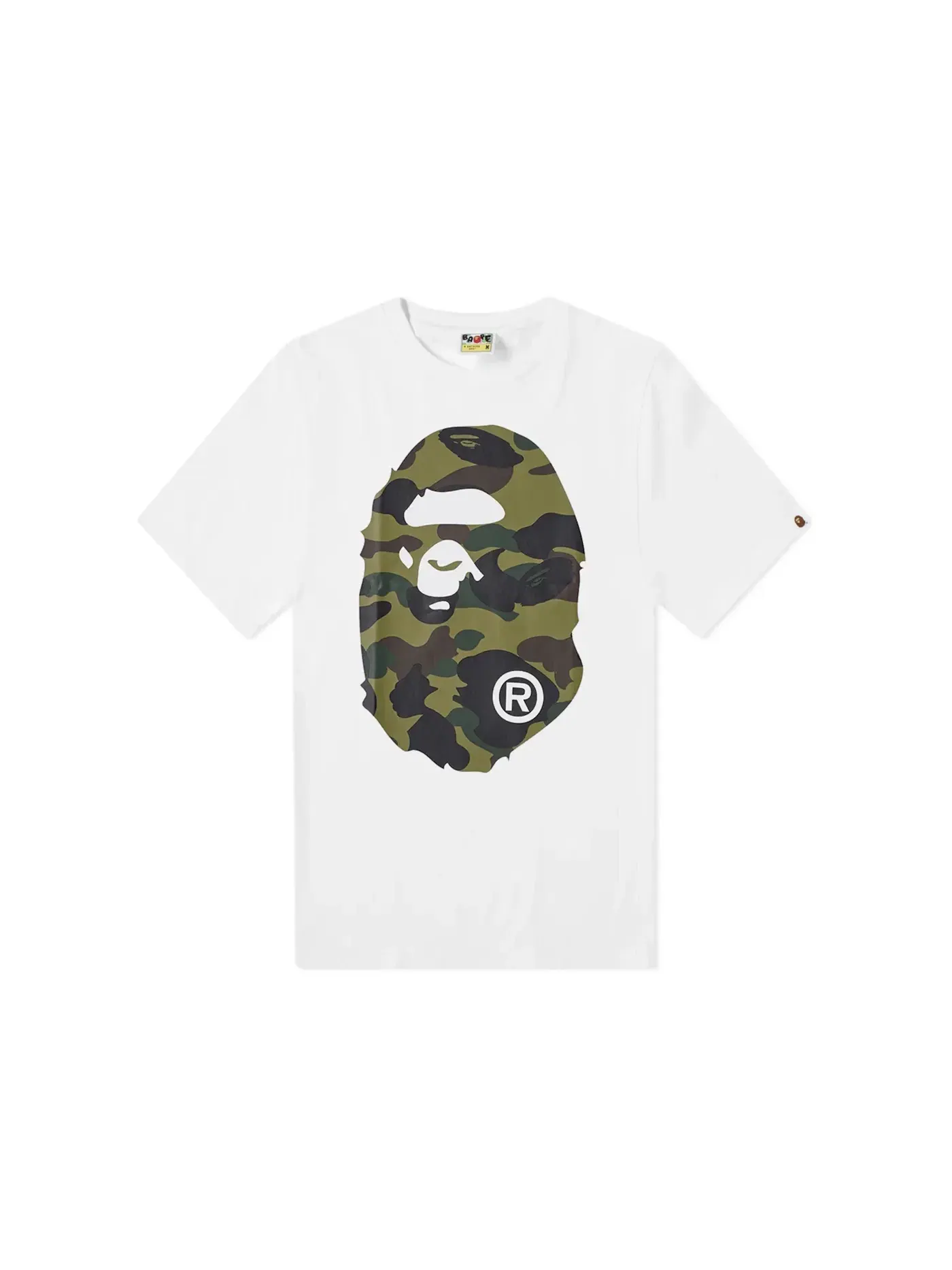 Мужская футболка с принтом A Bathing Ape 1st Camo Big Ape Head RLX Tee BAPE — изображение 1 из 1, белый/зеленый