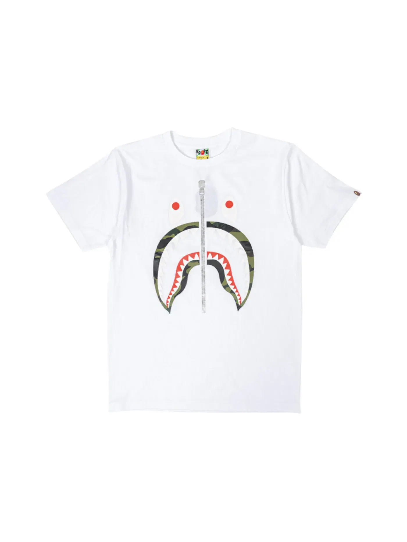 Мужская футболка с принтом BAPE A Bathing Ape 1st Camo Shark Tee BAPE — изображение 1 из 2, белый/зеленый