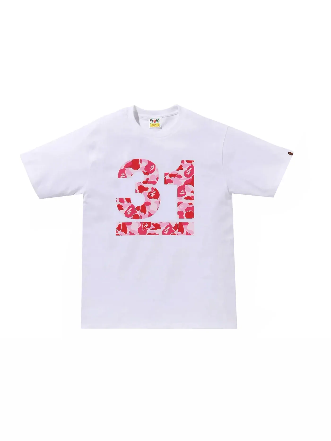 Мужская футболка хлопковая BAPE 31st Anniversary ABC Camo Tee — изображение 1 из 2, белый/розовый
