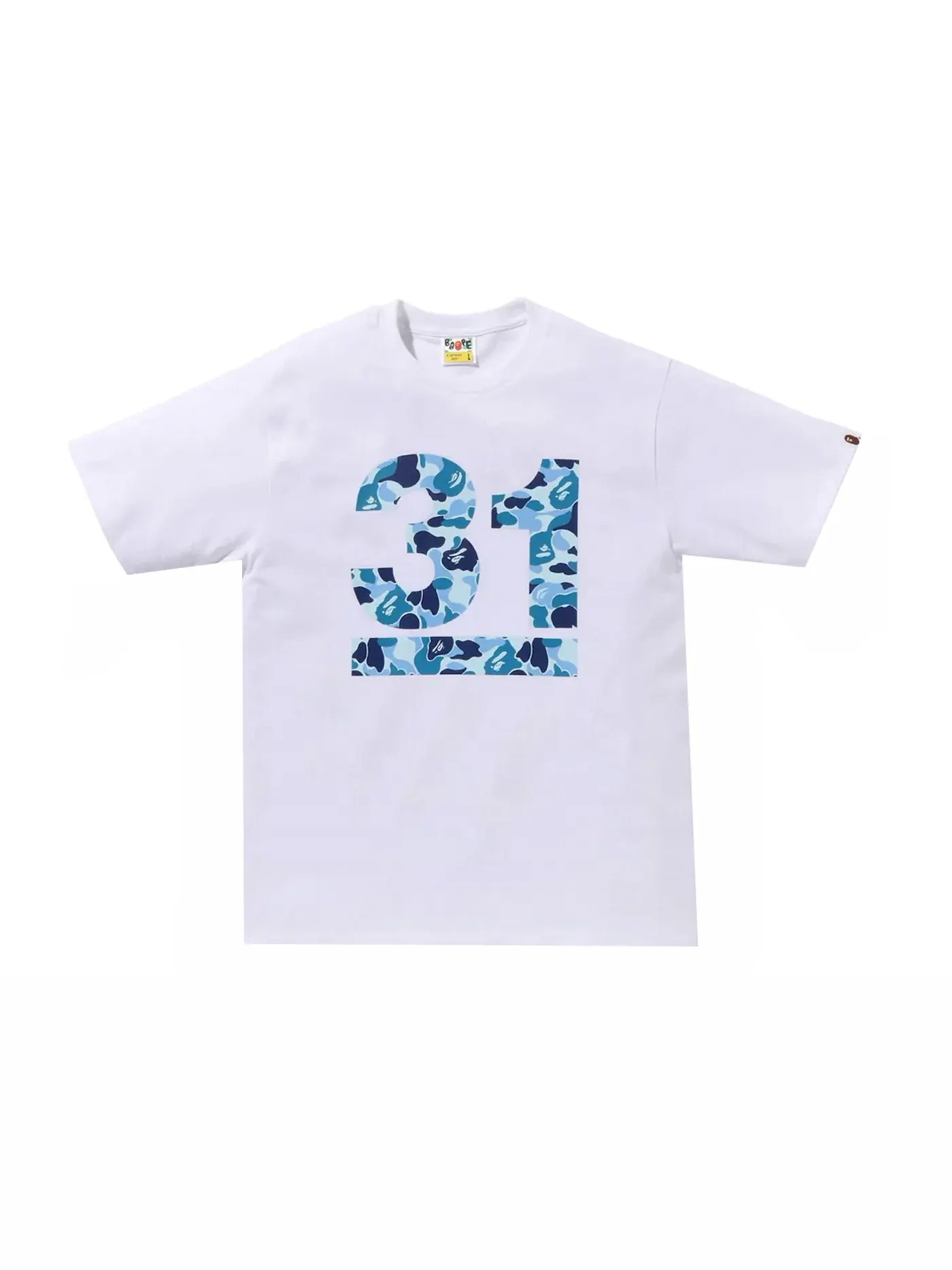 Мужская футболка с принтом ABC Camo BAPE — изображение 1 из 2, белый/синий
