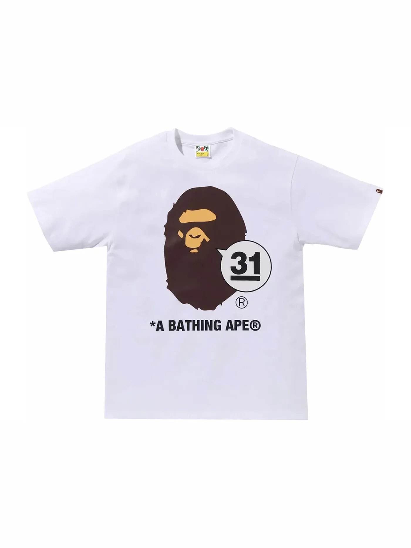 Мужская футболка с принтом 31st Anniversary Ape Head BAPE — изображение 1 из 2, белый