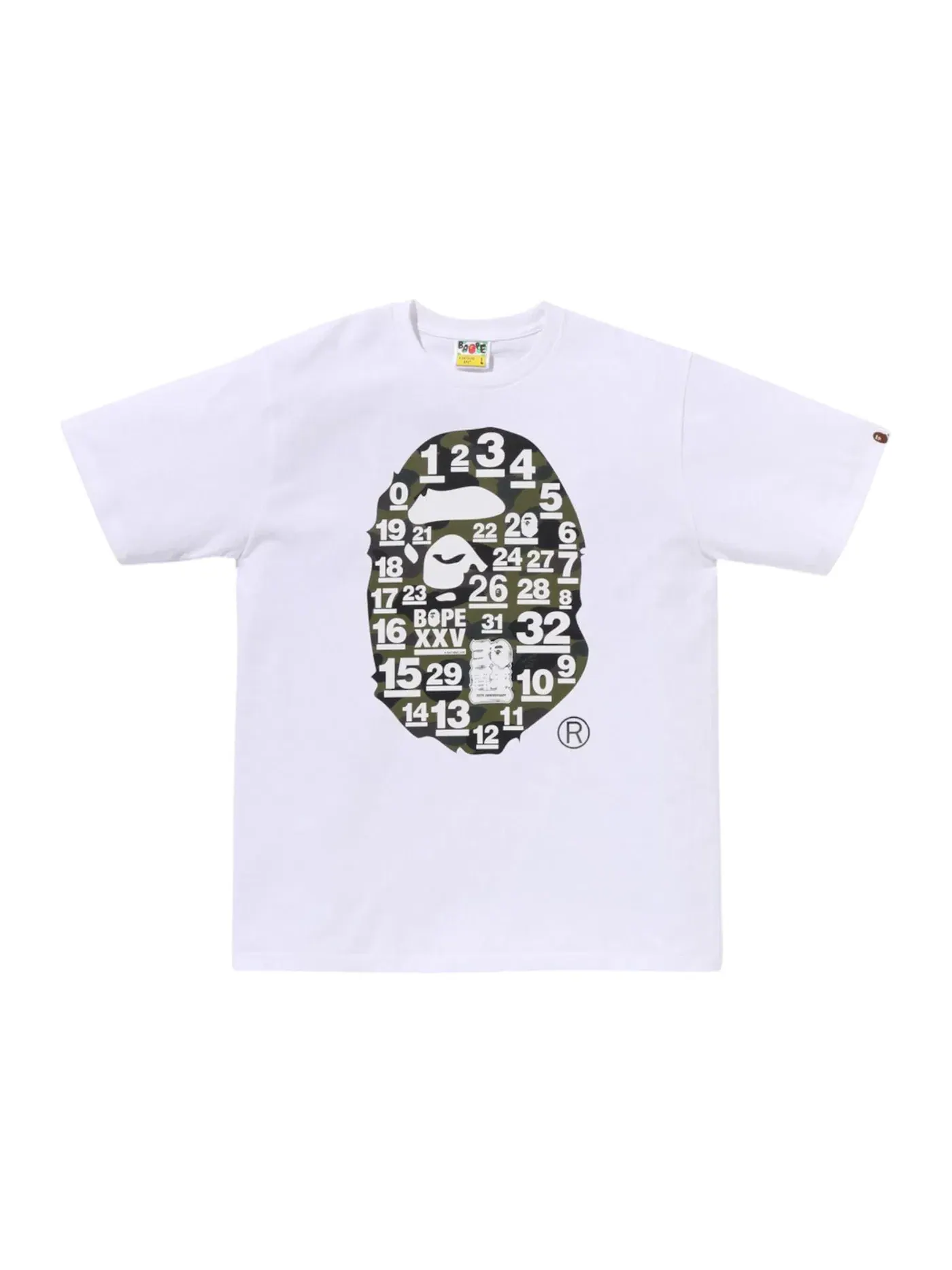 Мужская футболка с принтом BAPE Tee BAPE — изображение 1 из 2, белый/зеленый