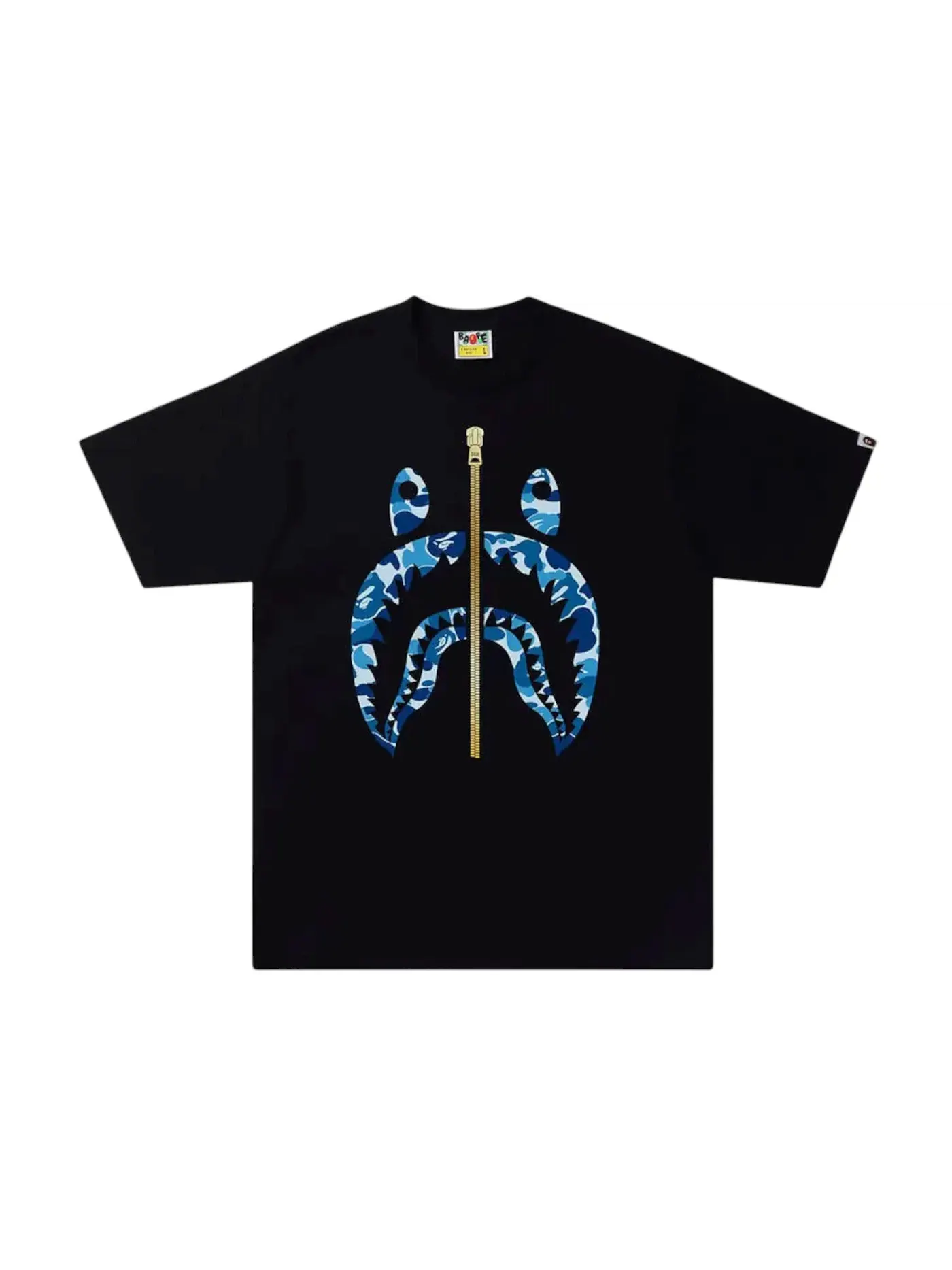 Мужская футболка с принтом BAPE A Bathing Ape ABC Camo Shark Tee — изображение 1 из 1, черный/синий