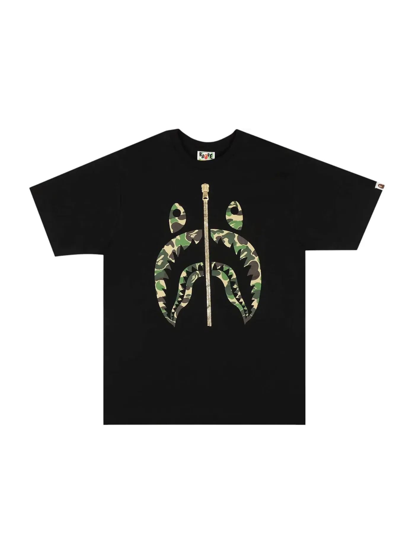 Мужская футболка с принтом ABC Camo Shark BAPE — изображение 1 из 1, черный/зеленый