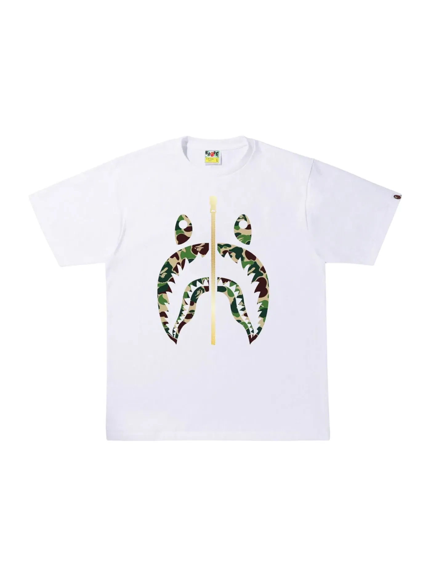 Мужская футболка с принтом ABC Camo Shark BAPE — изображение 1 из 1, белый/зеленый