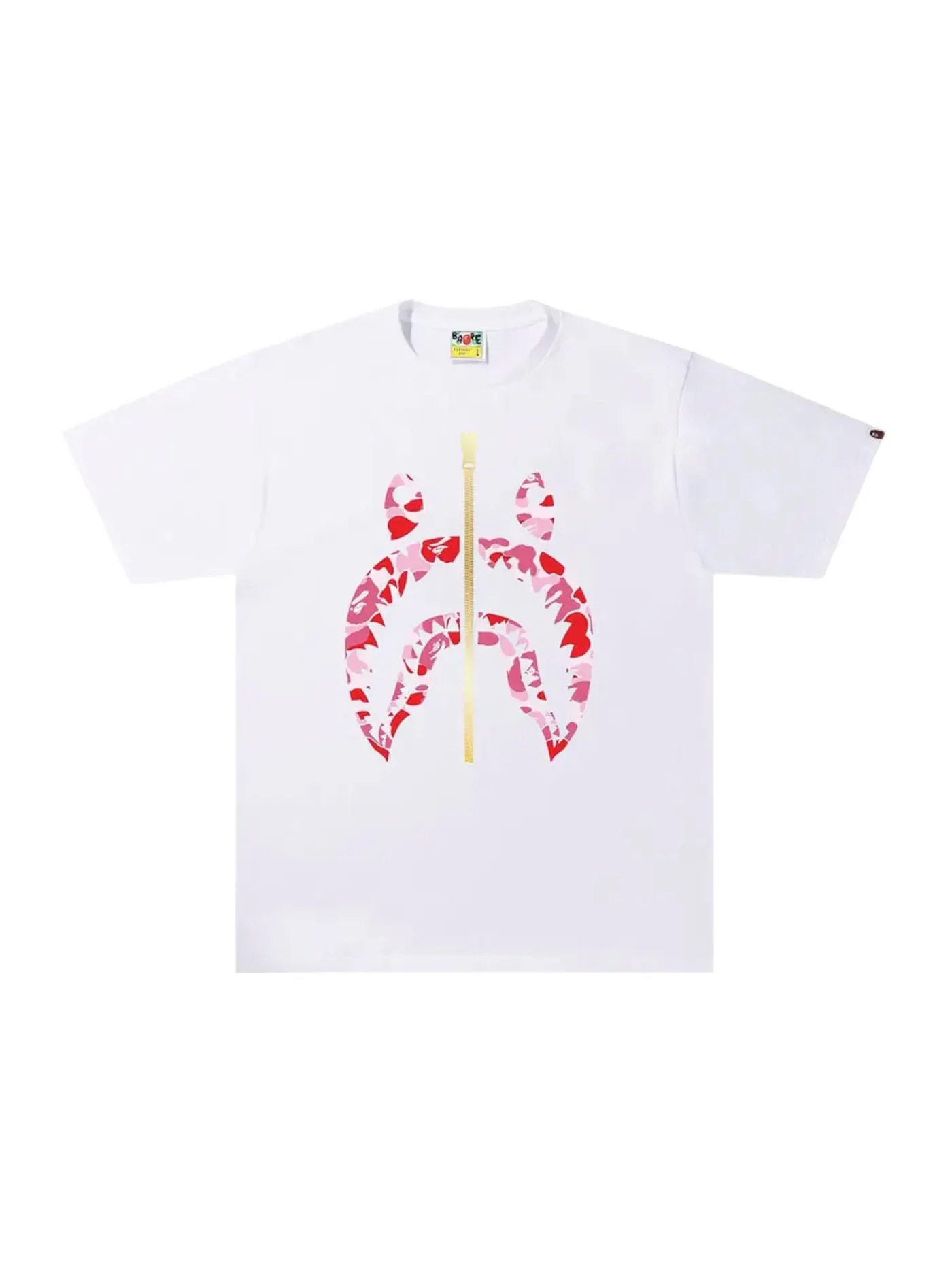Мужская футболка с принтом ABC Camo Shark BAPE — изображение 1 из 1, белый/розовый