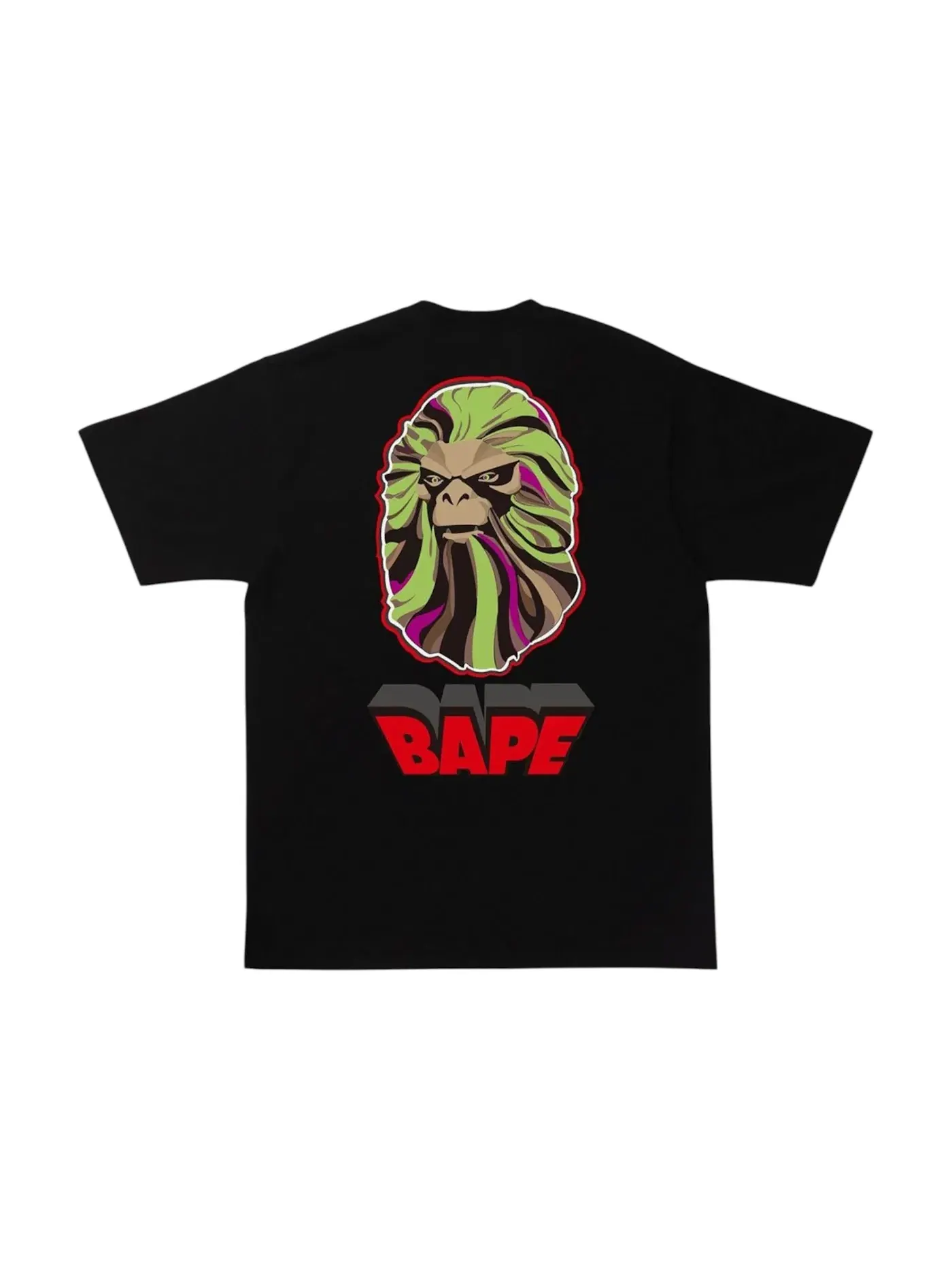 Мужская футболка с принтом BAPE A Bathing Ape Ape Head I Tee — изображение 2 из 2, черный