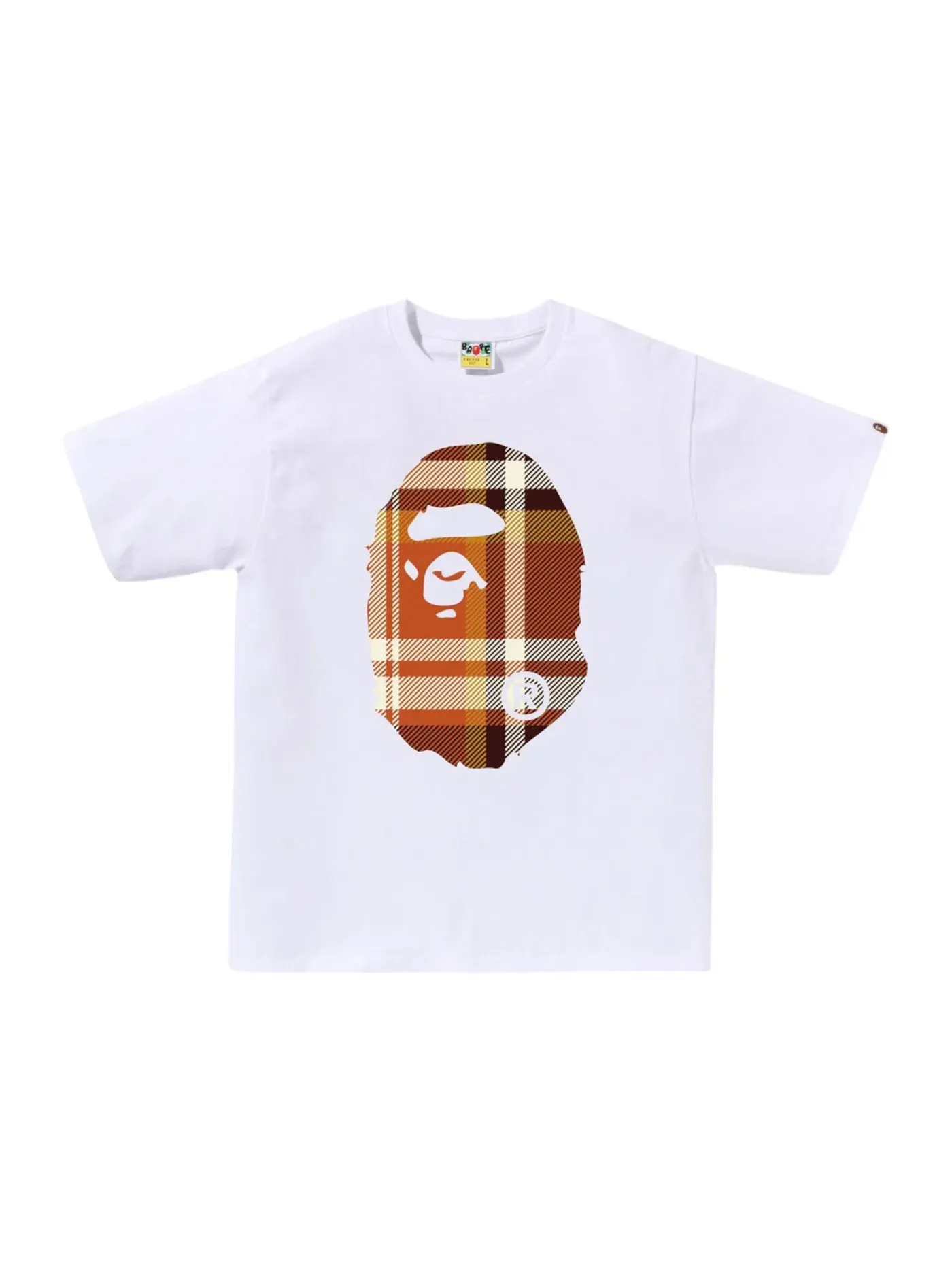 Мужская футболка с принтом BAPE A Bathing Ape Check Big Ape Head Tee — изображение 1 из 2, белый