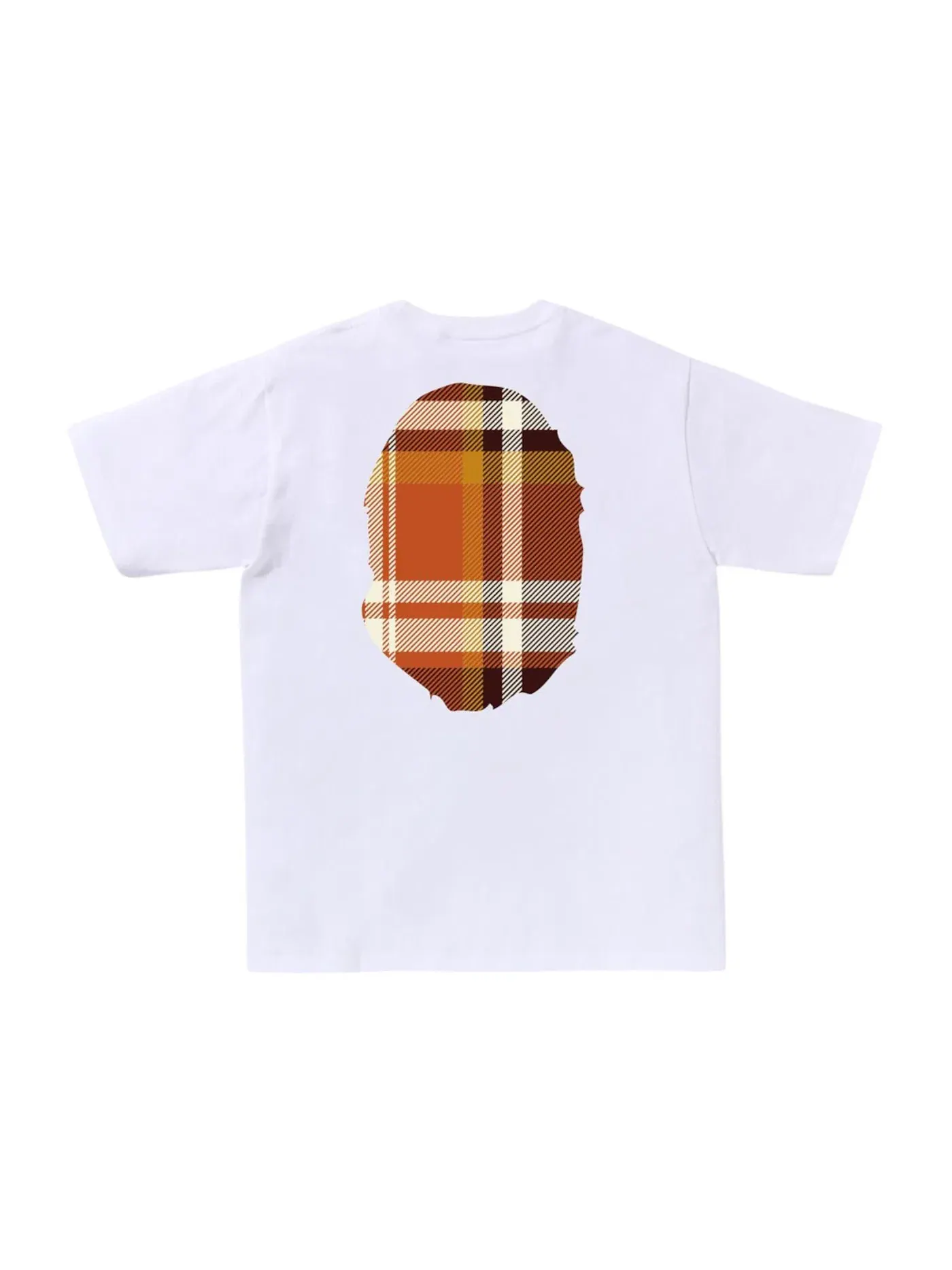Мужская футболка с принтом BAPE A Bathing Ape Check Big Ape Head Tee — изображение 2 из 2, белый