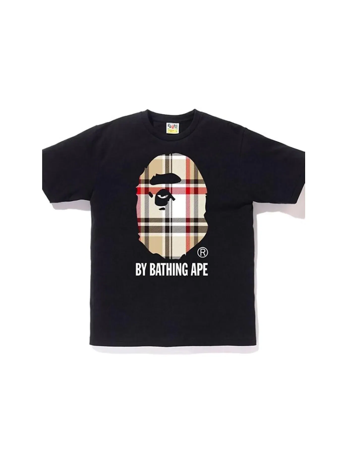 Мужская футболка с принтом BAPE A Bathing Ape Check by Bathing Tee BAPE — изображение 1 из 1, черный/бежевый