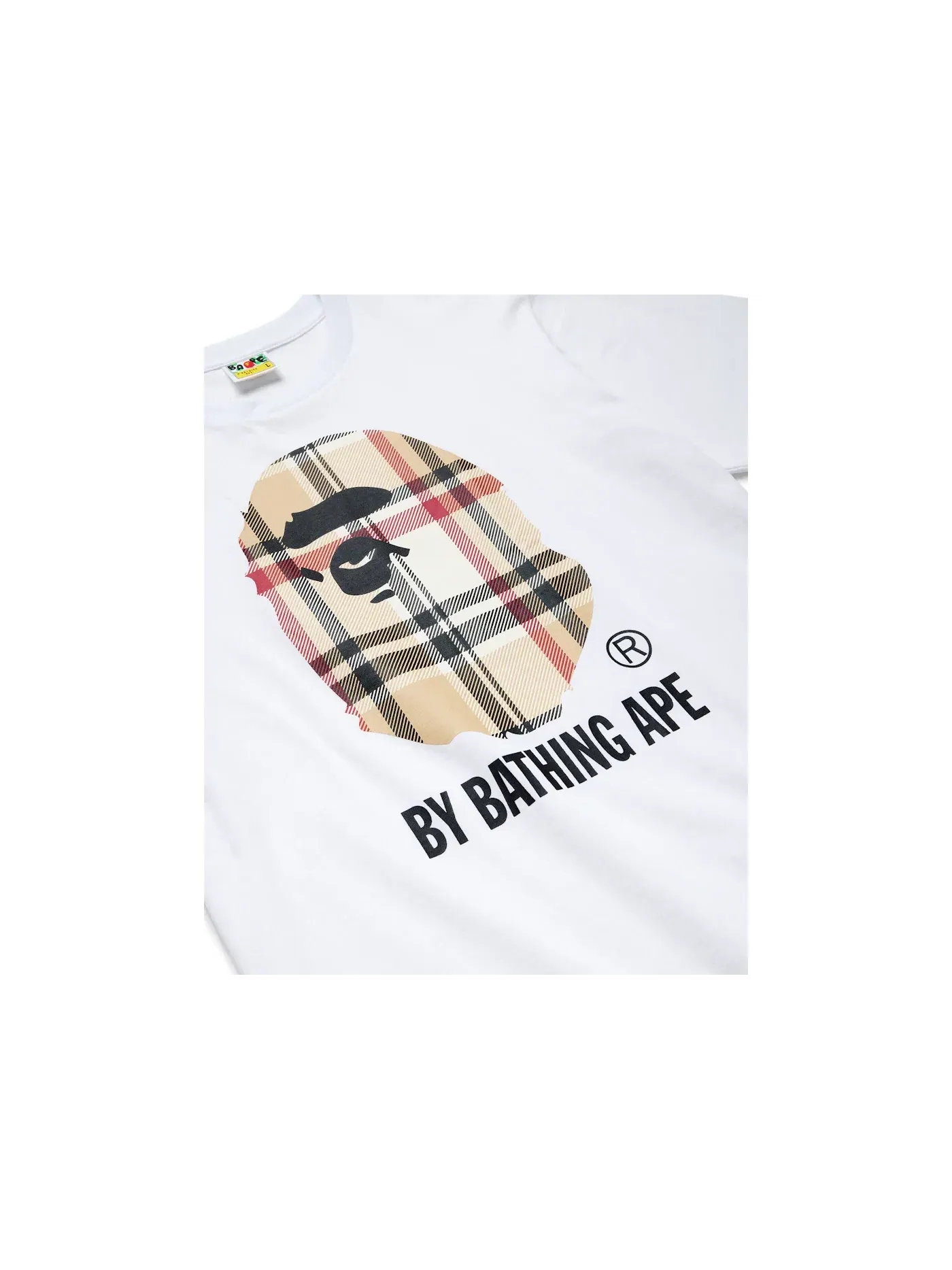 Мужская футболка с принтом A Bathing Ape Check by Bathing Tee BAPE — изображение 2 из 5, белый/бежевый