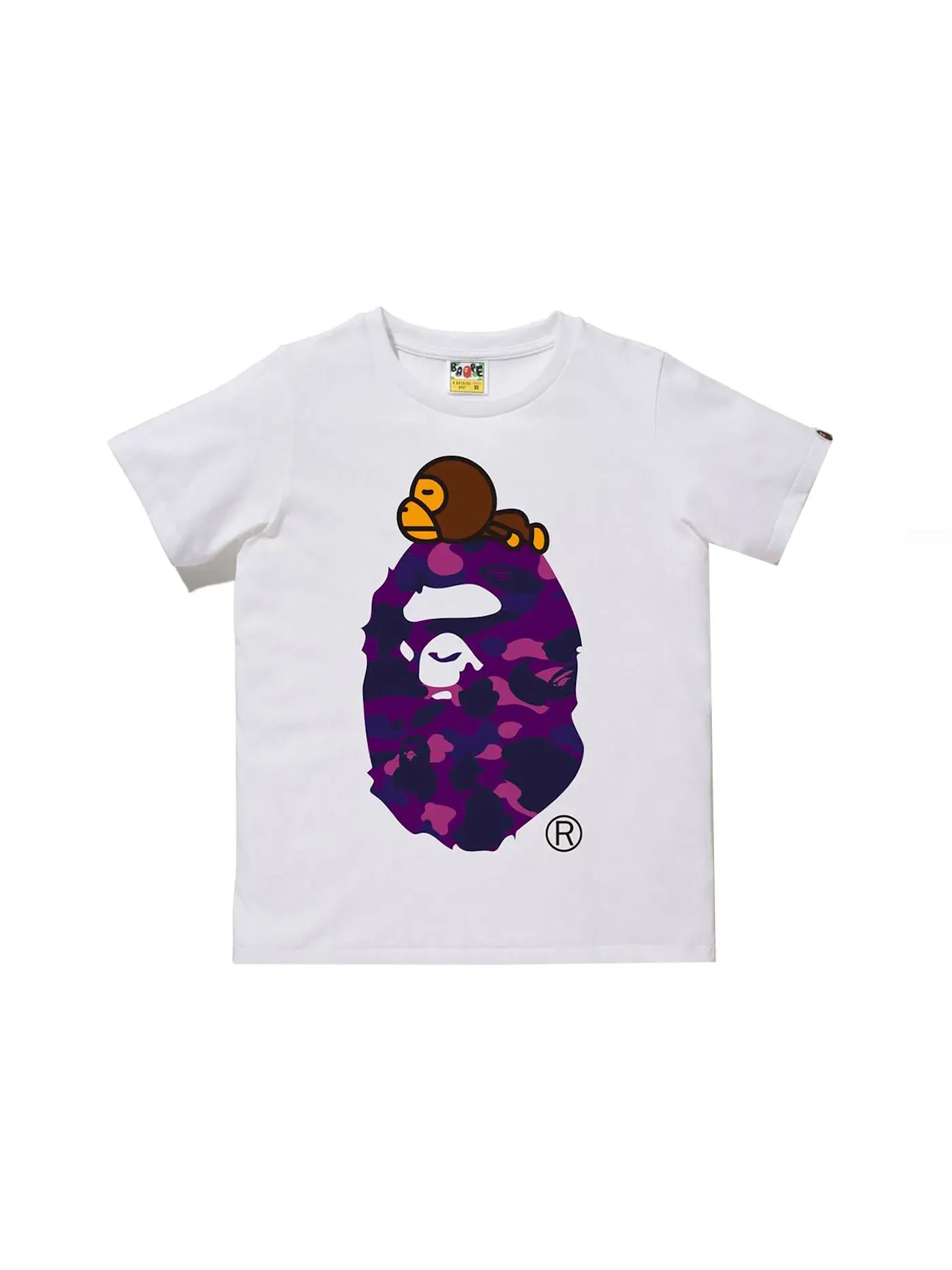 Мужская футболка с принтом BAPE A Bathing Ape Color Camo Milo On Big Ape Relaxed Tee — изображение 1 из 1, белый/фиолетовый